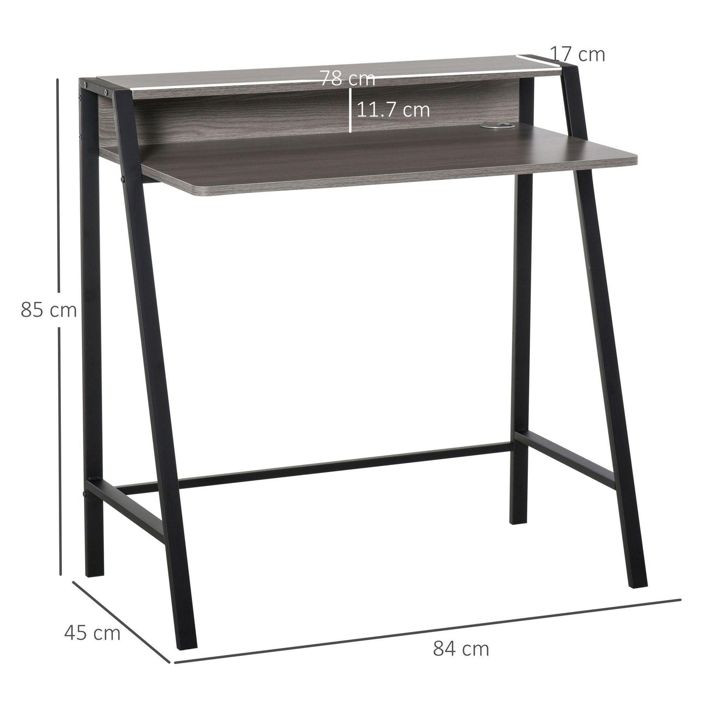 HOMCOM Desk with Storage Shelf - Black + Grey - ALL4U RETAILER LTD