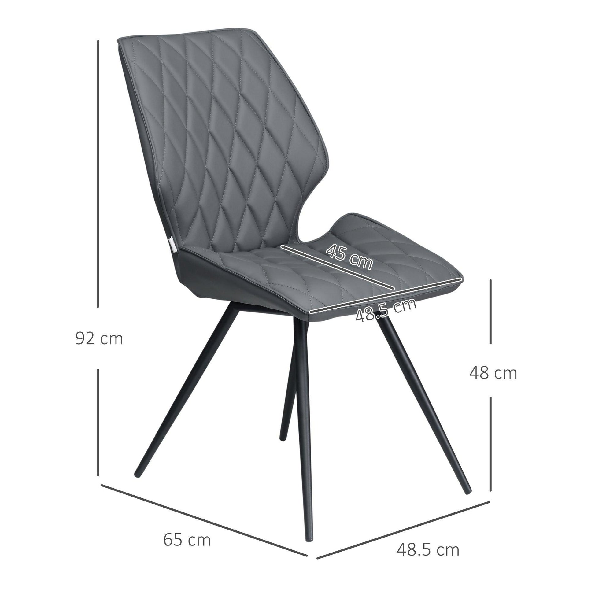 HOMCOM Dining Chairs:Set of 4, Metal Legs, PU Leather, Grey - ALL4U RETAILER LTD