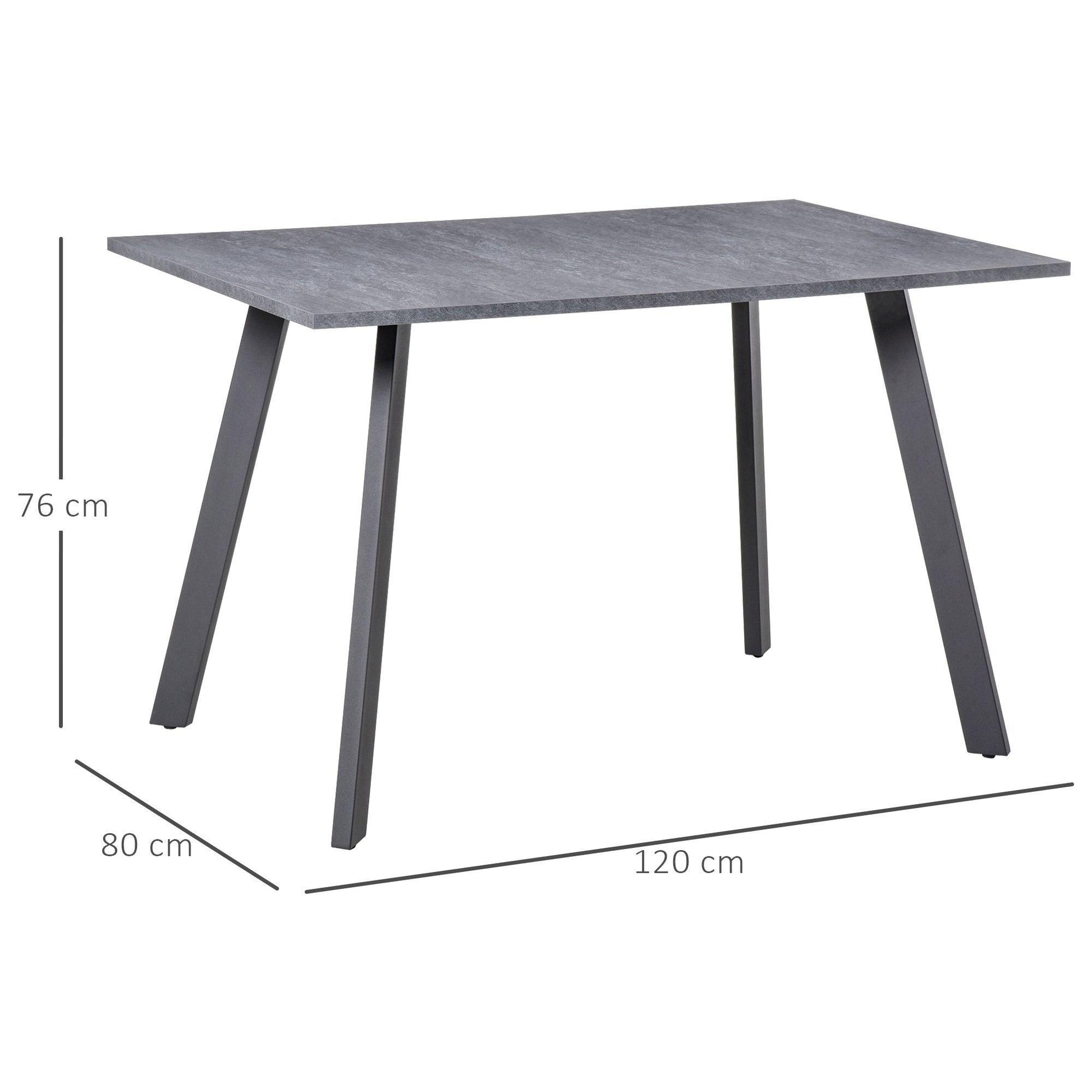 HOMCOM Dining Table: Metal Legs, Spacious, Dark Grey - ALL4U RETAILER LTD