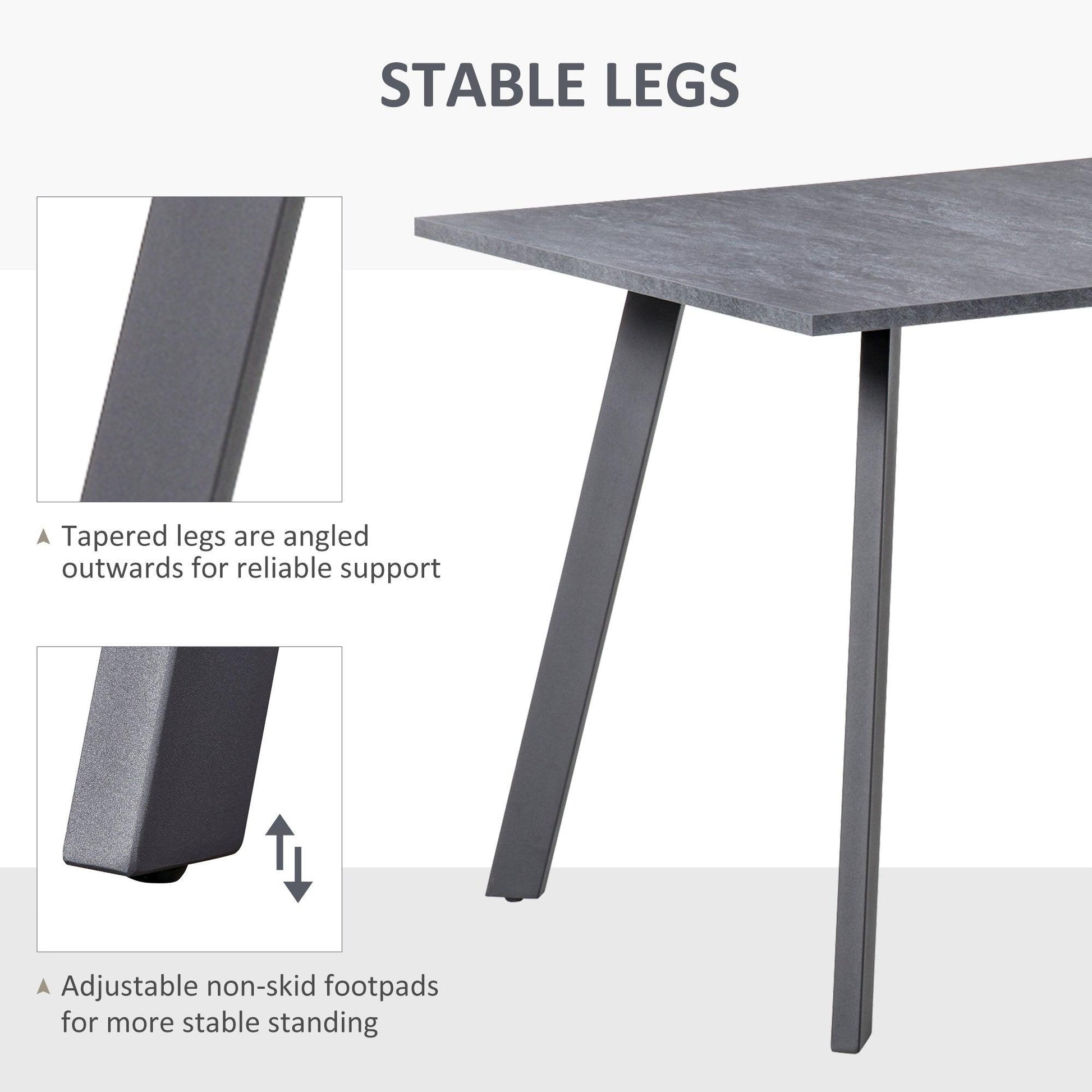 HOMCOM Dining Table: Metal Legs, Spacious, Dark Grey - ALL4U RETAILER LTD