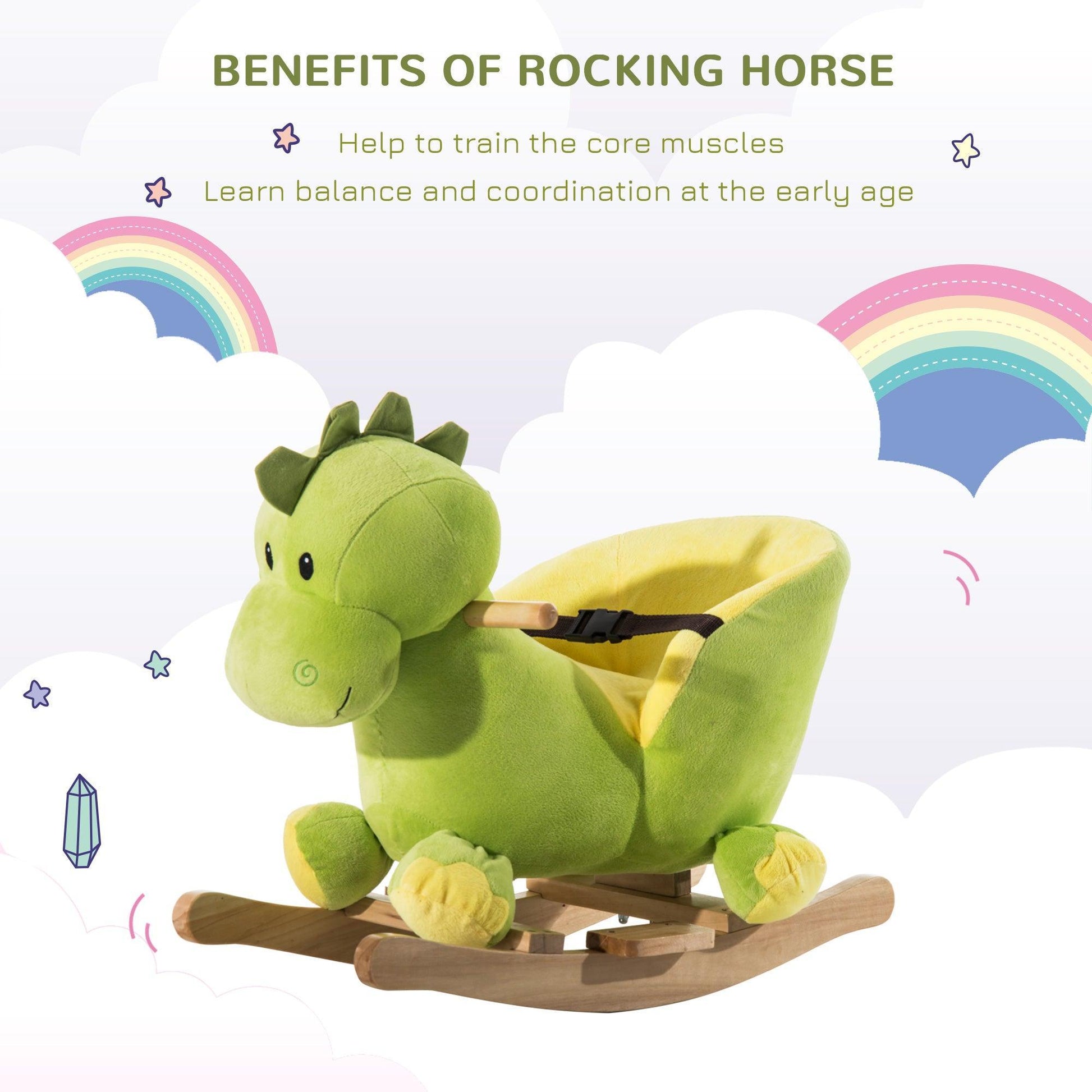 HOMCOM Dinosaur Rocking Horse - Safe & Fun Ride-On Toy - ALL4U RETAILER LTD