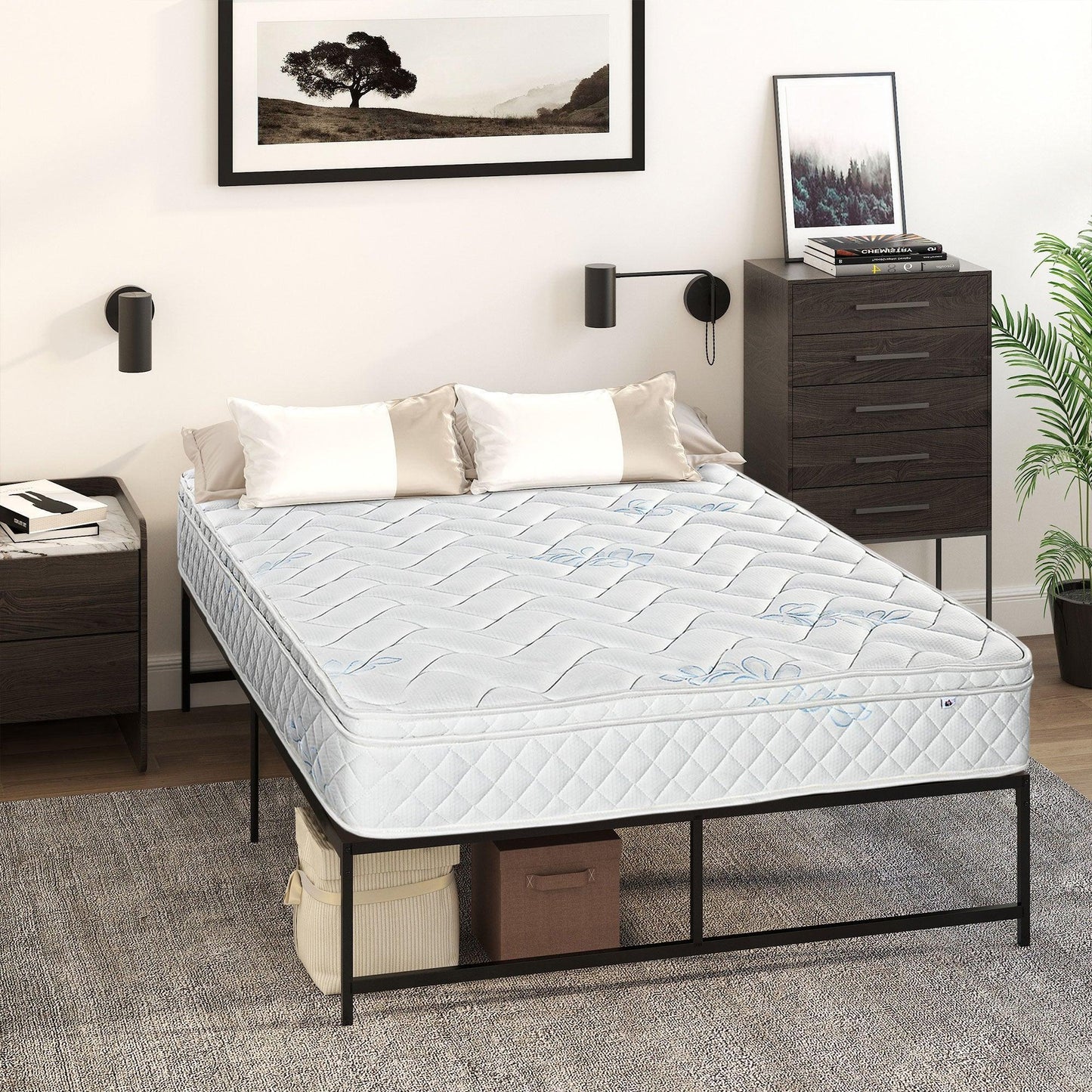 HOMCOM Double Mattress, Breathable Foam & Spring - ALL4U RETAILER LTD