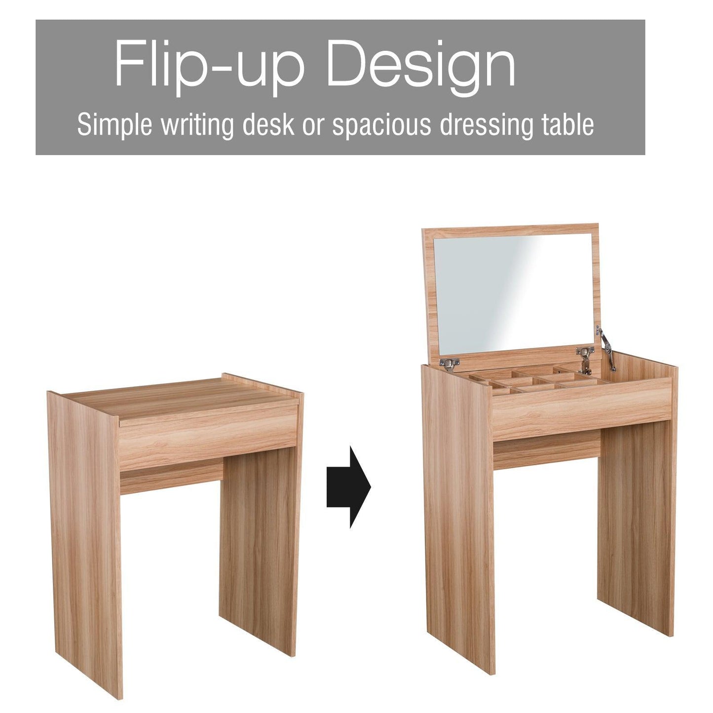 HOMCOM Dressing Table Set: Stylish Wood Grain - ALL4U RETAILER LTD