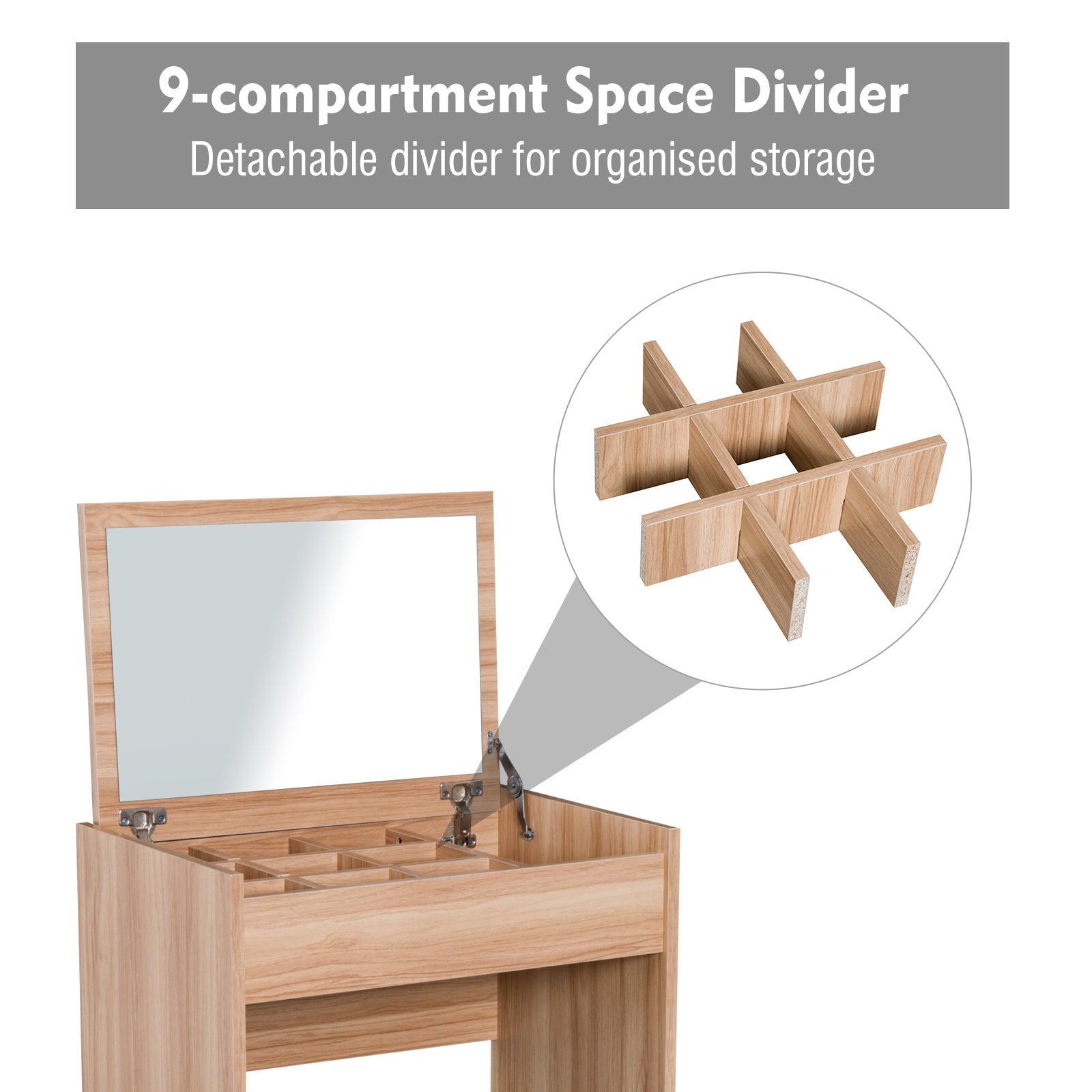 HOMCOM Dressing Table Set: Stylish Wood Grain - ALL4U RETAILER LTD