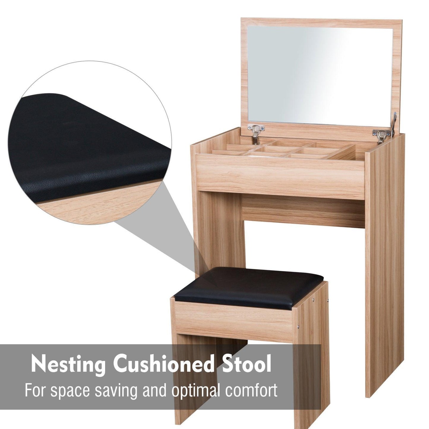 HOMCOM Dressing Table Set: Stylish Wood Grain - ALL4U RETAILER LTD