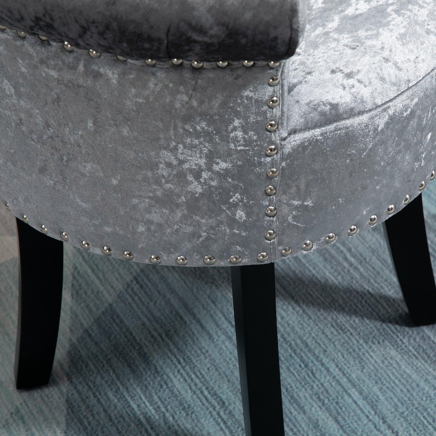 HOMCOM Grey Velvet Dressing Chair with Wooden Legs - ALL4U RETAILER LTD