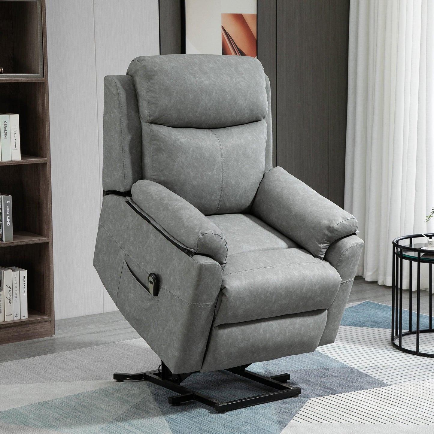 HOMCOM Elderly Power Lift Recliner Chair | Remote Control | Grey - ALL4U RETAILER LTD