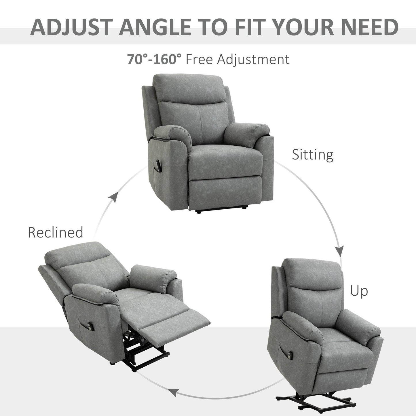 HOMCOM Elderly Power Lift Recliner Chair | Remote Control | Grey - ALL4U RETAILER LTD