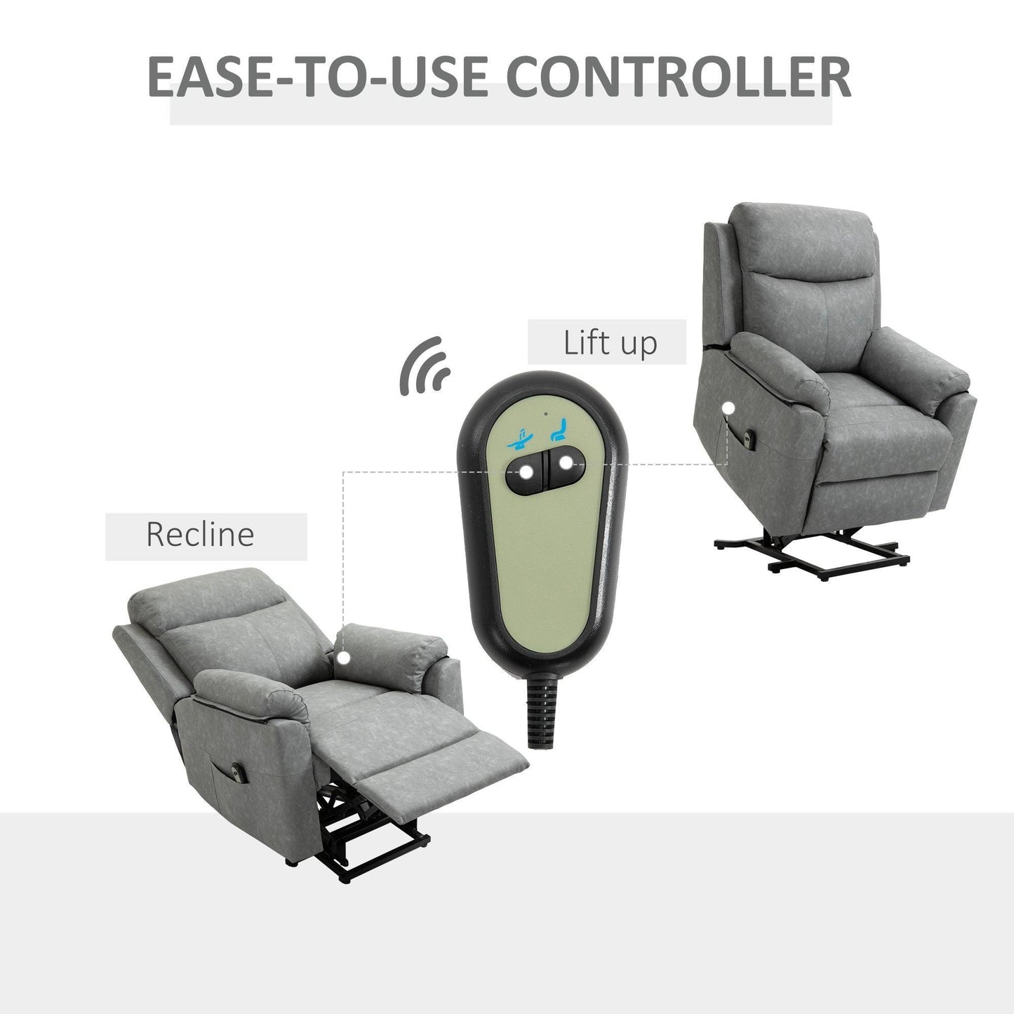 HOMCOM Elderly Power Lift Recliner Chair | Remote Control | Grey - ALL4U RETAILER LTD