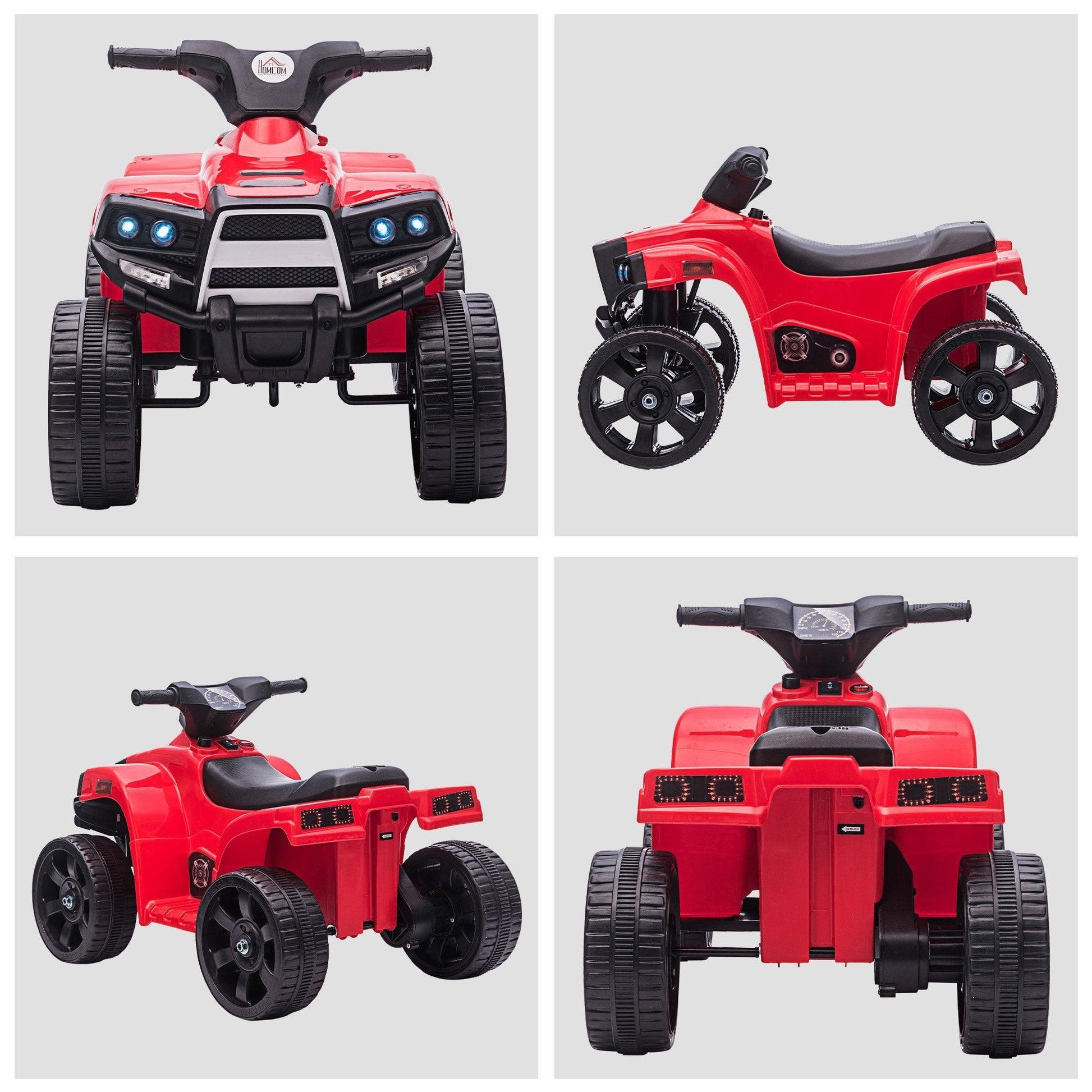 HOMCOM Electric ATV Toy for Toddlers - 6V Quad Bike, Black+Red - ALL4U RETAILER LTD