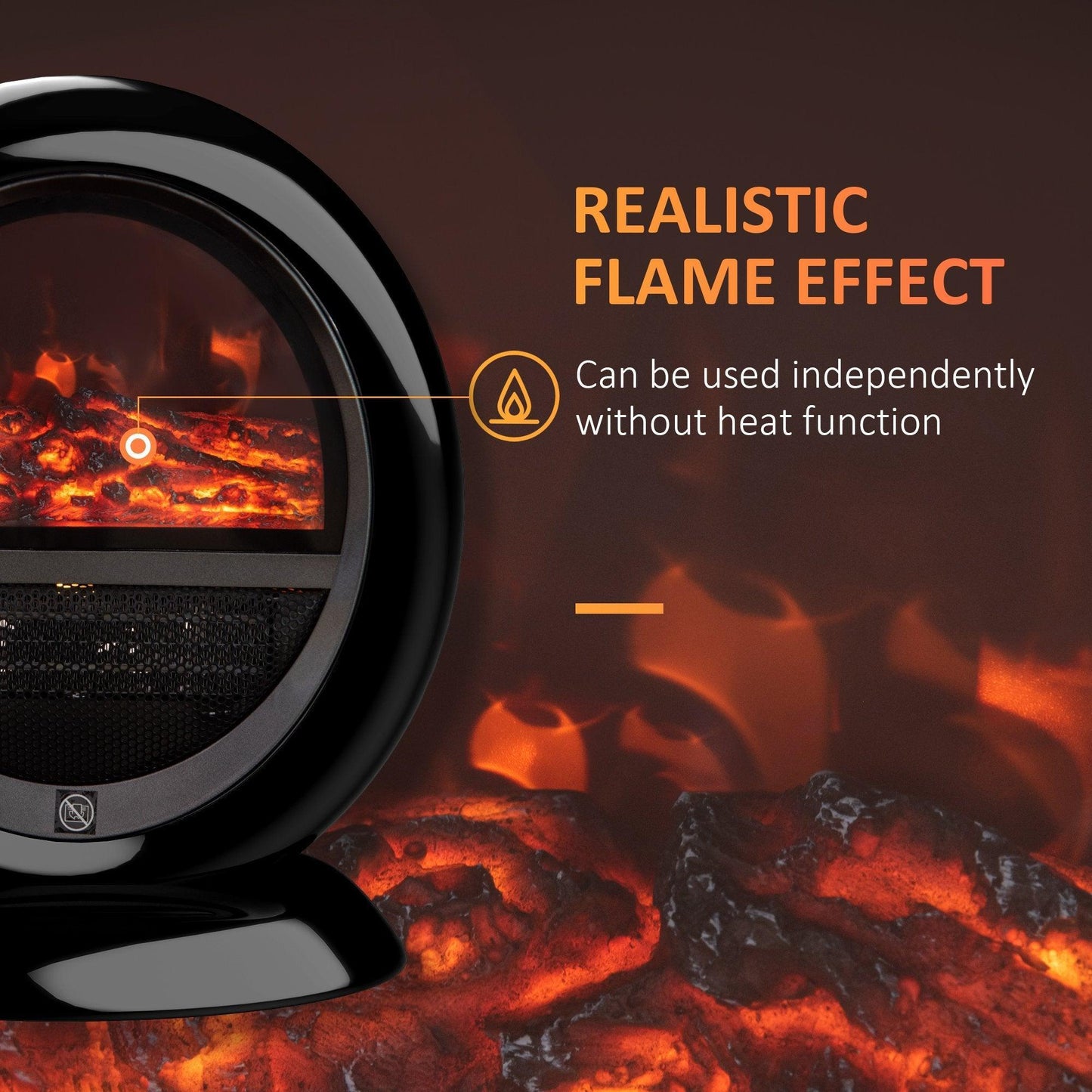 HOMCOM Electric Fireplace Heater with Realistic Flame Effect, 1500W - ALL4U RETAILER LTD