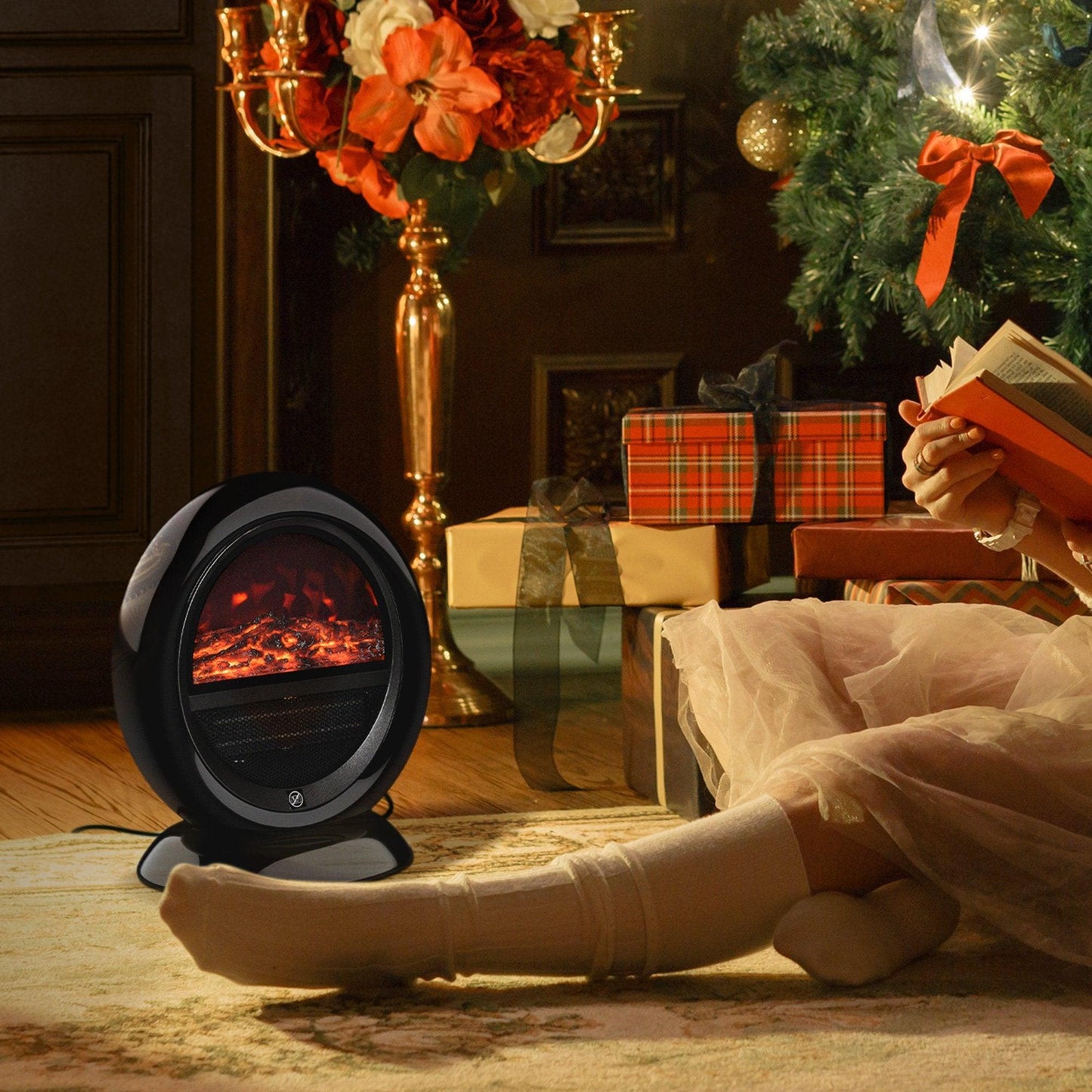 HOMCOM Electric Fireplace Heater with Realistic Flame Effect, 1500W - ALL4U RETAILER LTD