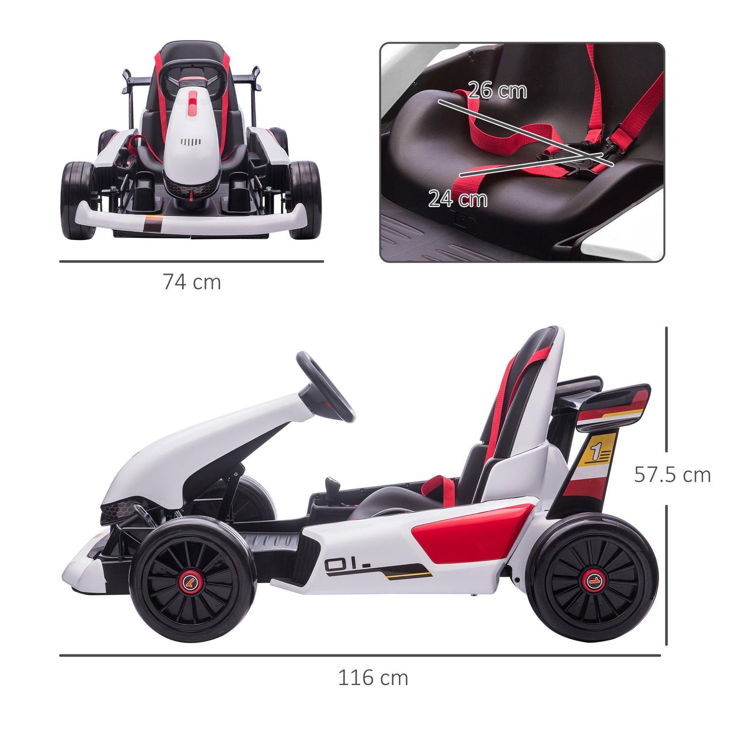 HOMCOM Electric Go Kart for Kids, 2 Speeds, Rechargeable - ALL4U RETAILER LTD