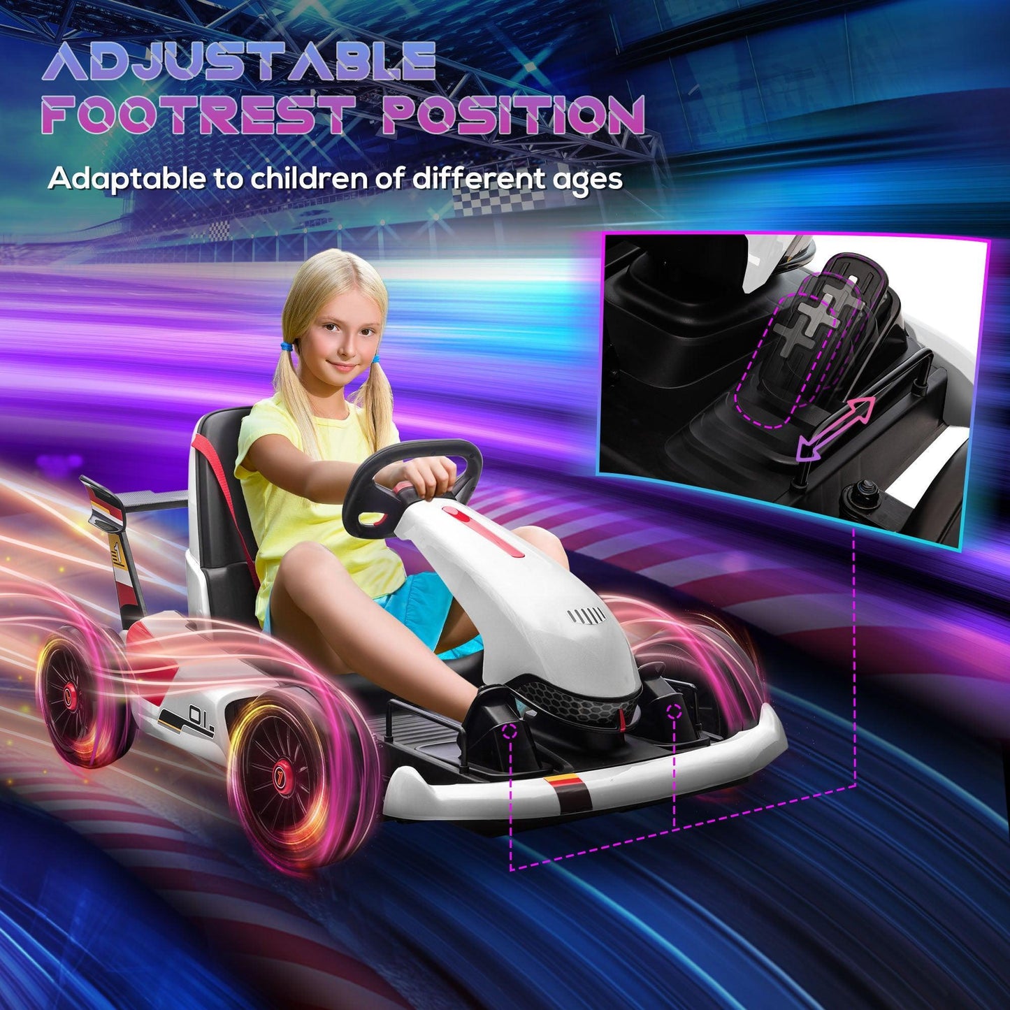 HOMCOM Electric Go Kart for Kids, 2 Speeds, Rechargeable - ALL4U RETAILER LTD