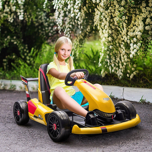 HOMCOM Electric Go Kart for Kids: Adjustable Footrest - ALL4U RETAILER LTD