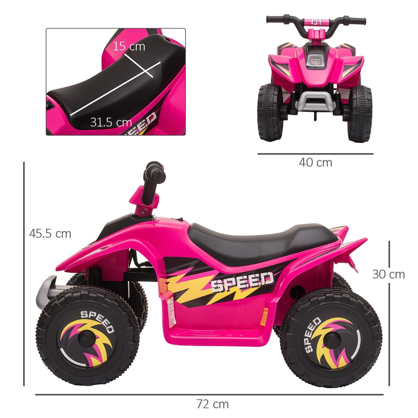 HOMCOM Electric Kids ATV Quad Bike 6V, Pink - ALL4U RETAILER LTD