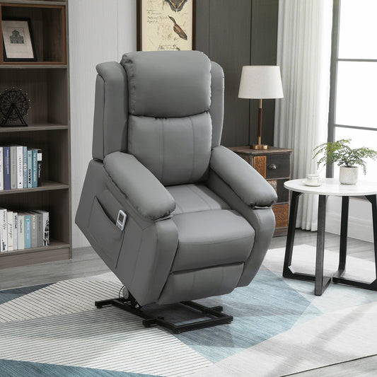 HOMCOM Electric Massage Recliner Chair with Remote - Grey - ALL4U RETAILER LTD