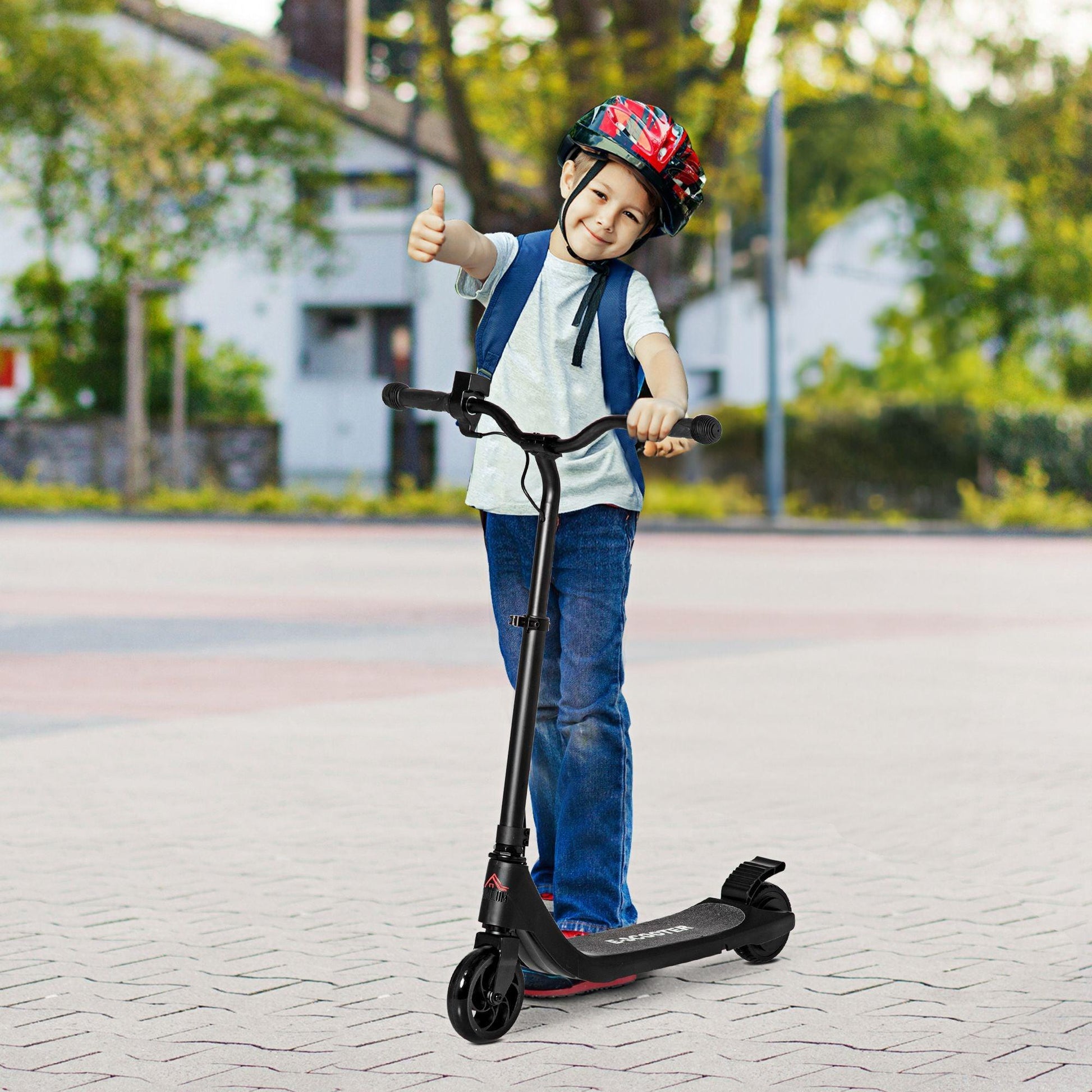 HOMCOM Electric Scooter - Adjustable Height, Rear Brake, Black - ALL4U RETAILER LTD