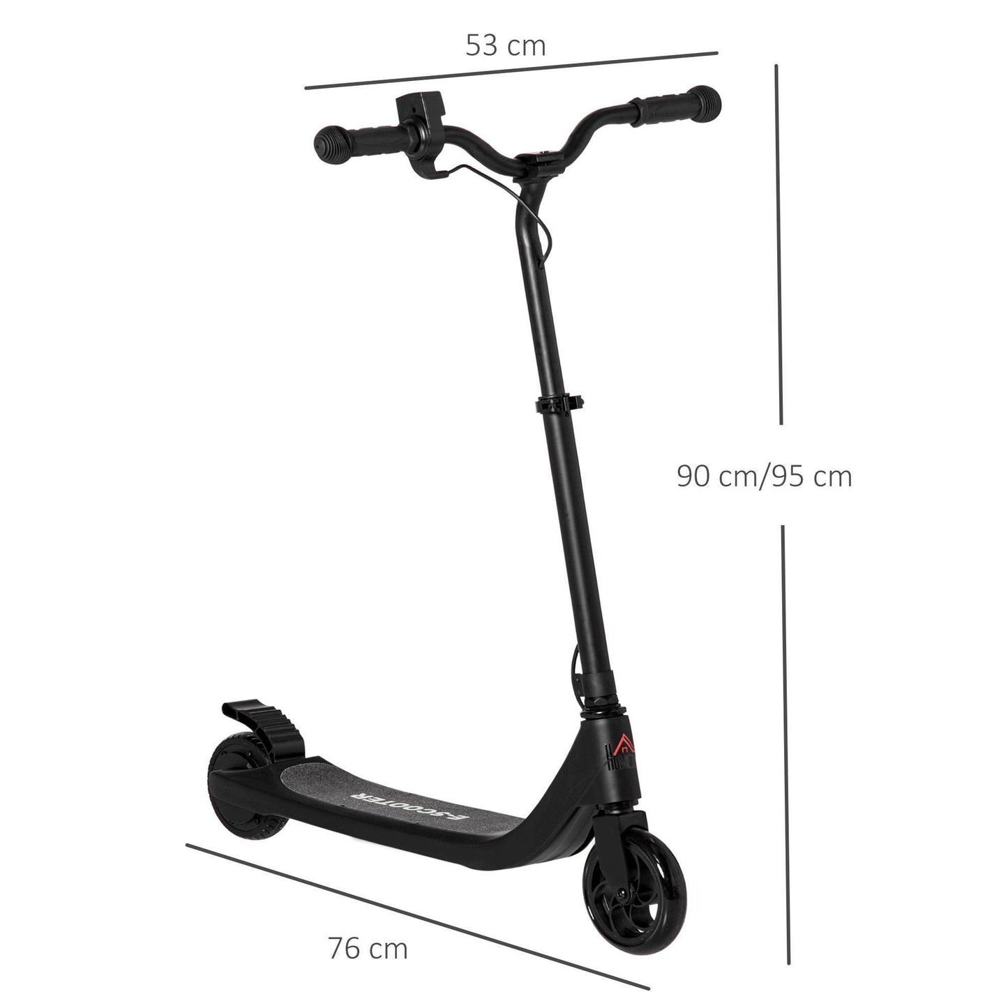 HOMCOM Electric Scooter - Adjustable Height, Rear Brake, Black - ALL4U RETAILER LTD