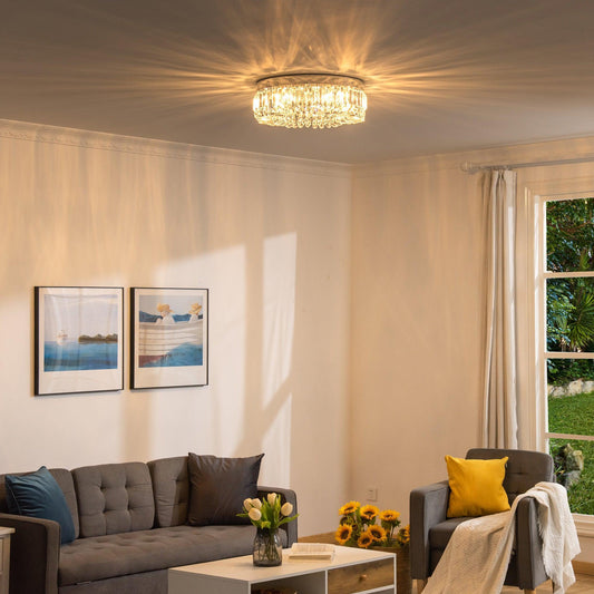 HOMCOM Elegant Crystal Ceiling Light for Living Room, Bedroom, Hall - ALL4U RETAILER LTD