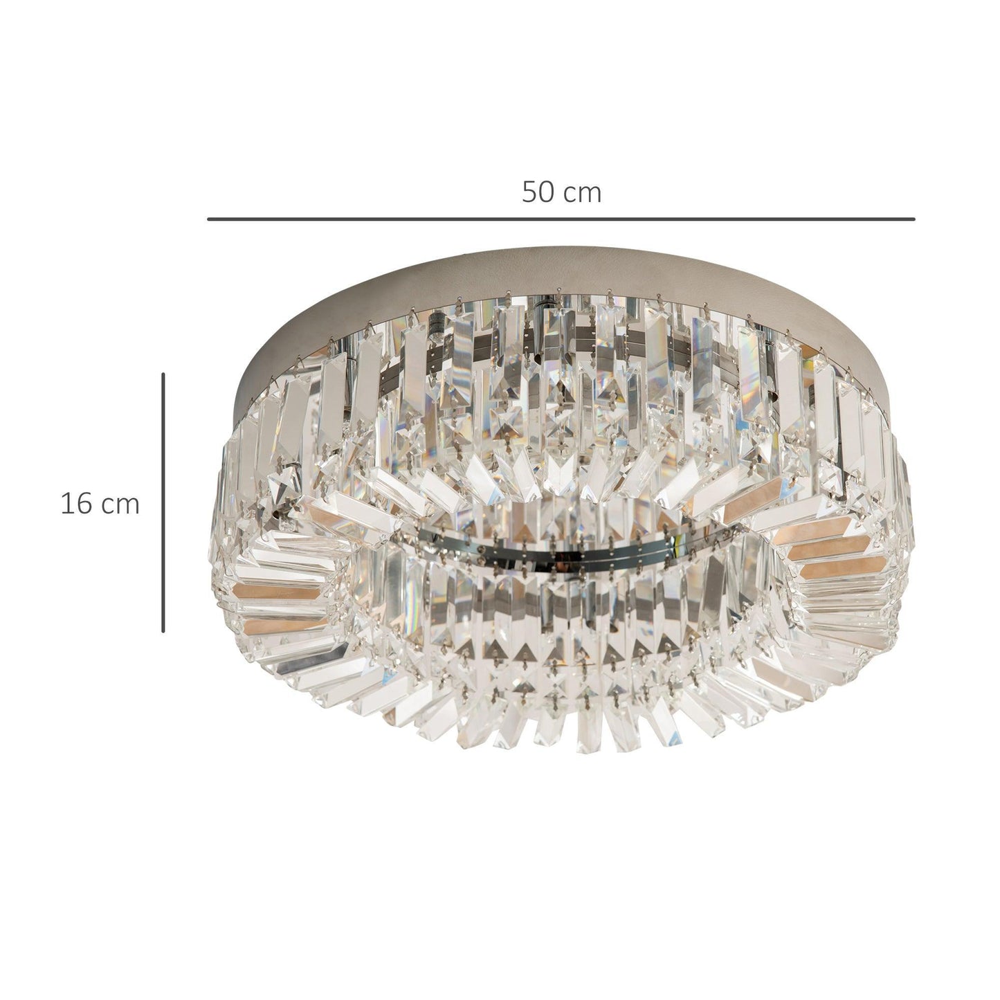 HOMCOM Elegant Crystal Ceiling Light for Living Room, Bedroom, Hall - ALL4U RETAILER LTD