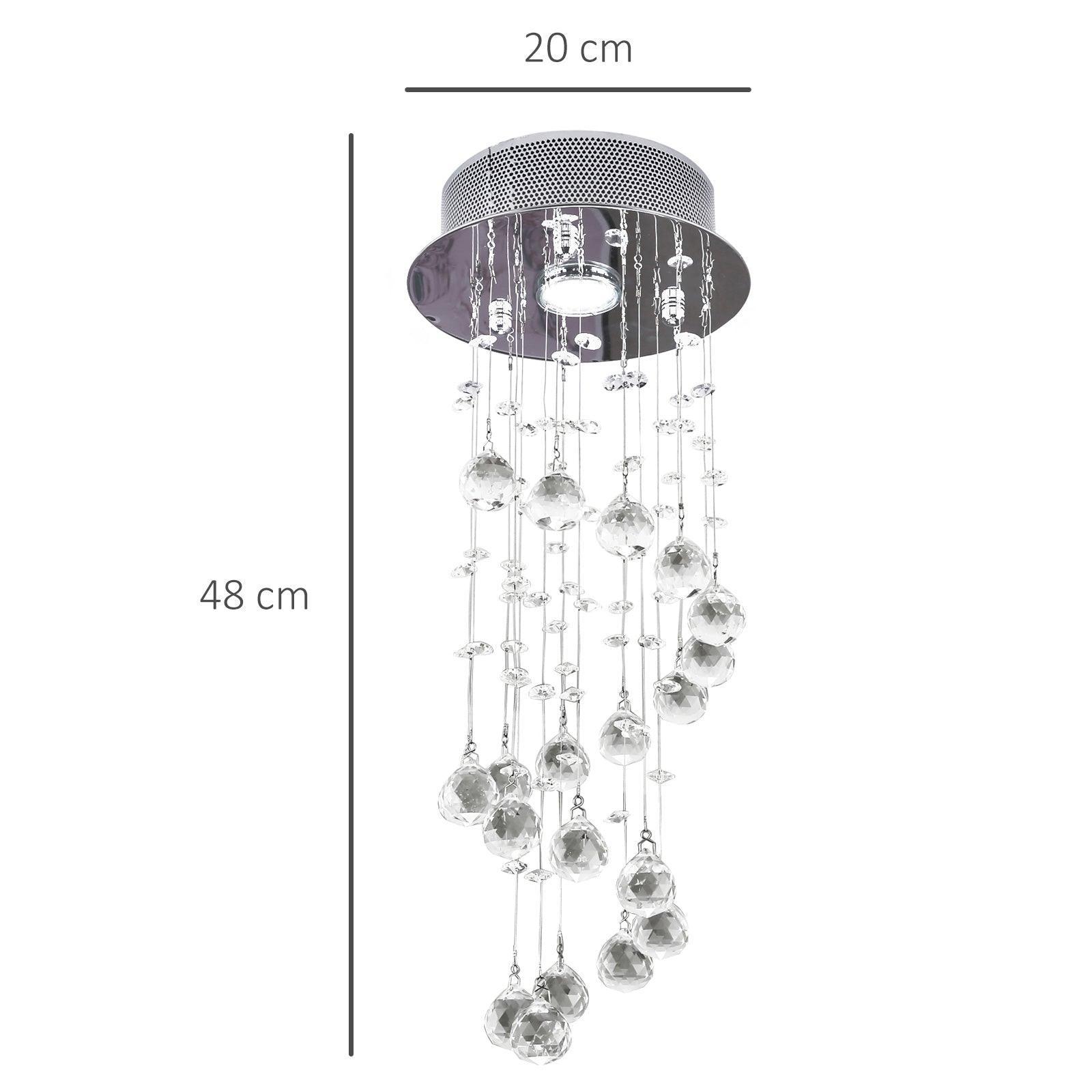 HOMCOM Elegant Spiral Raindrop Chandelier - Silver - ALL4U RETAILER LTD