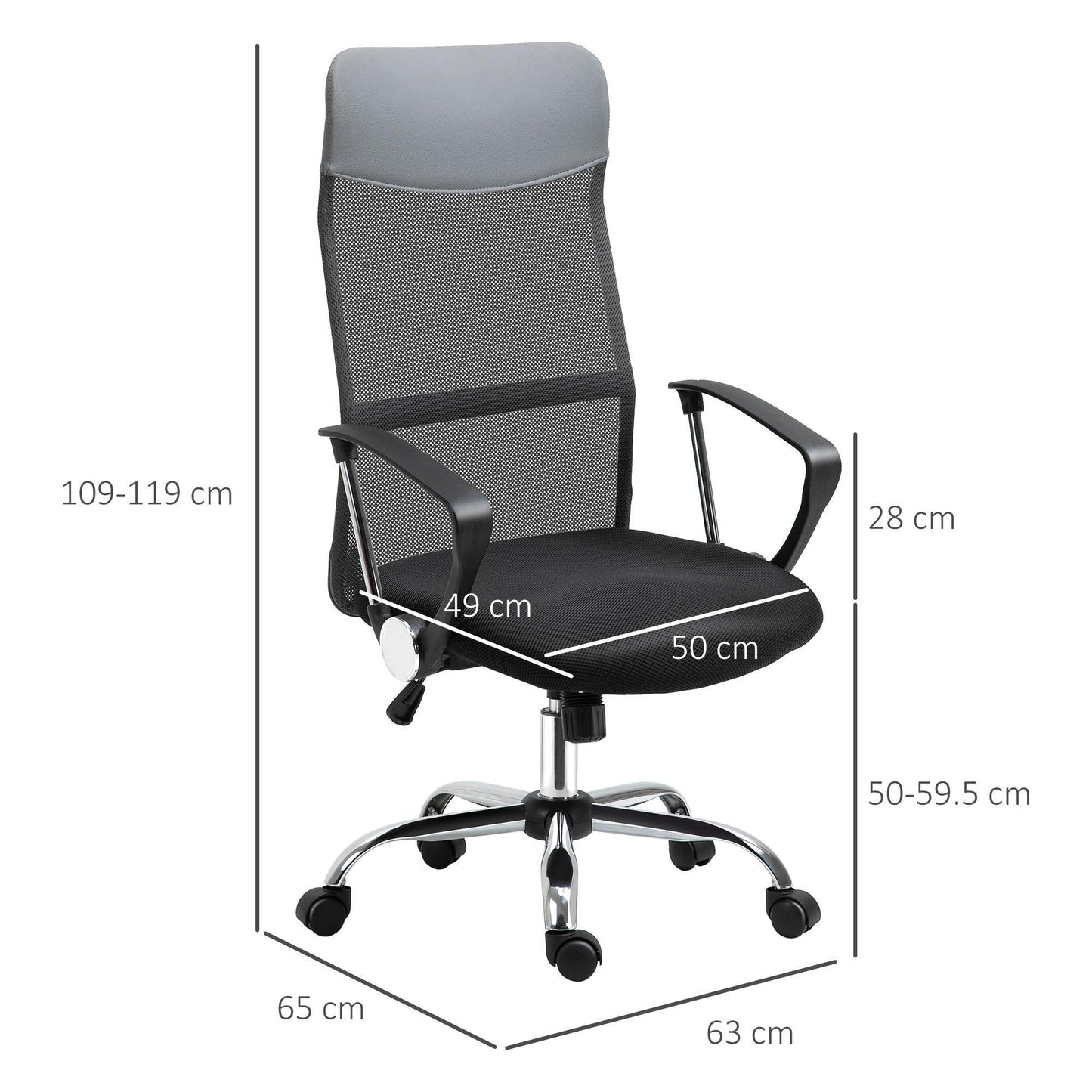 HOMCOM Ergonomic Mesh Office Chair - Adjustable & Stylish - ALL4U RETAILER LTD