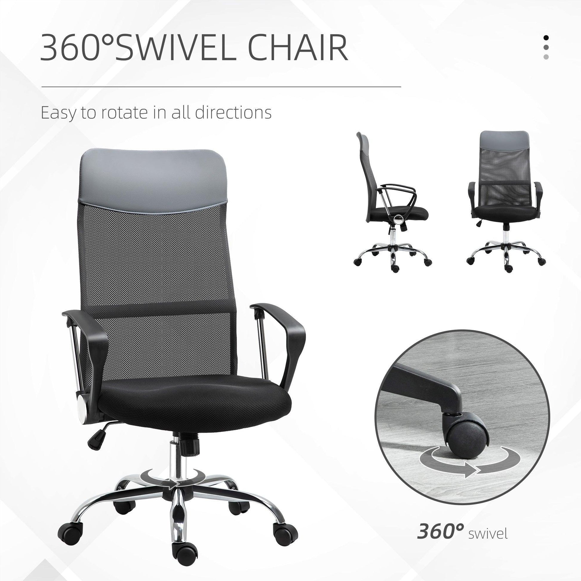 HOMCOM Ergonomic Mesh Office Chair - Adjustable & Stylish - ALL4U RETAILER LTD