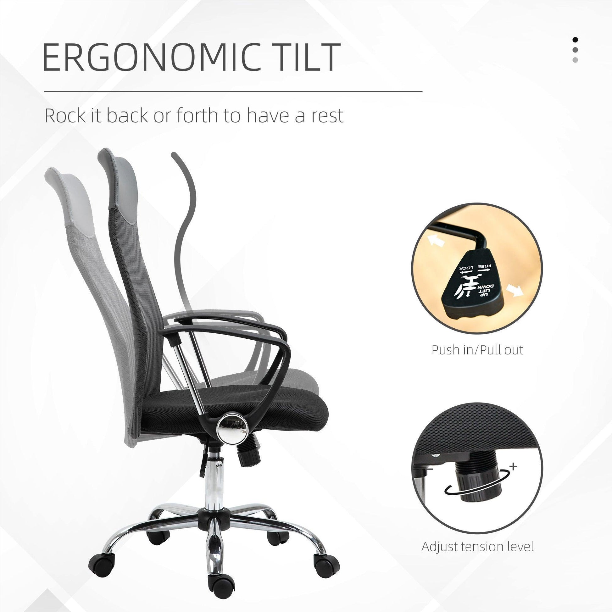 HOMCOM Ergonomic Mesh Office Chair - Adjustable & Stylish - ALL4U RETAILER LTD