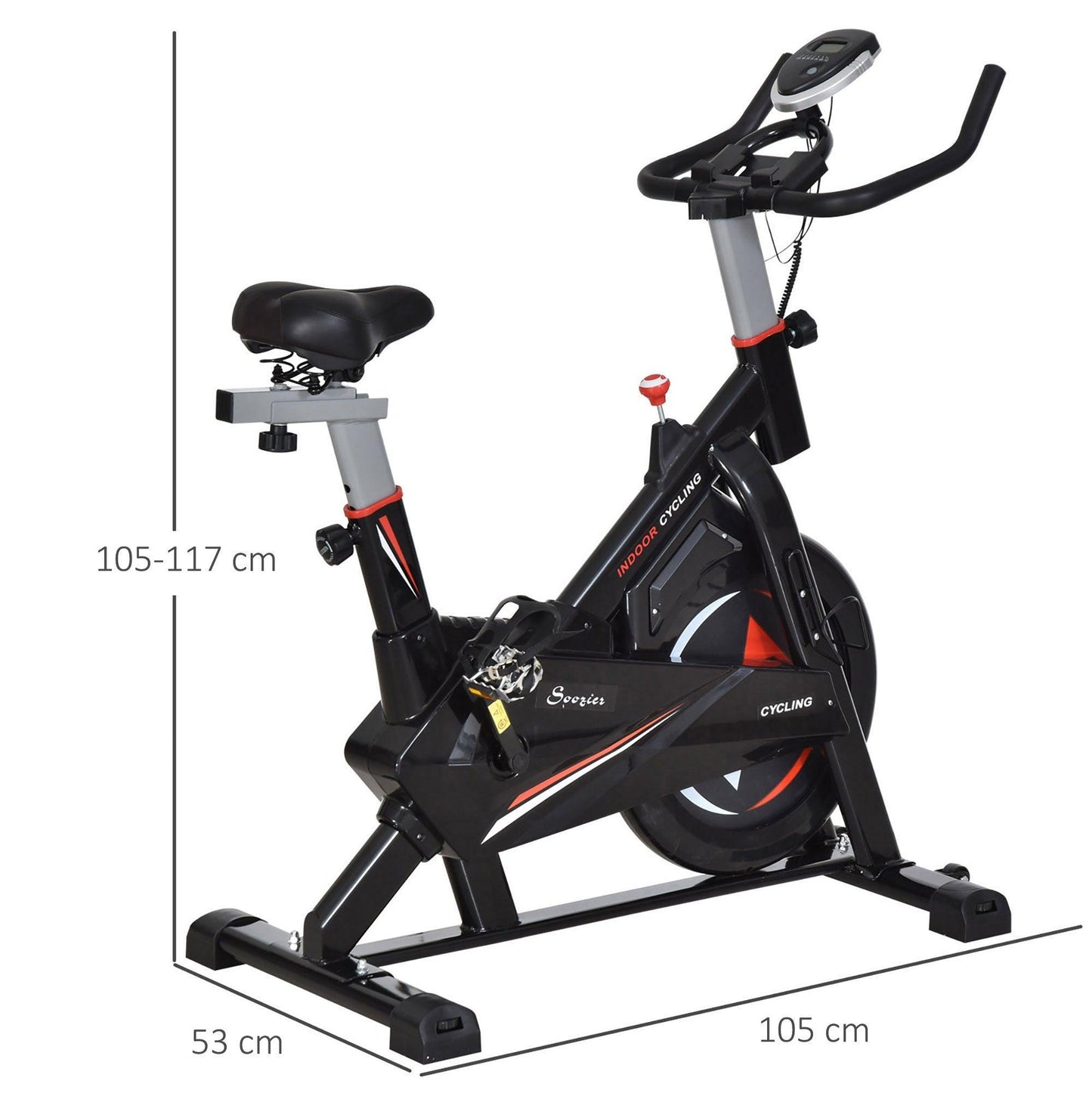 HOMCOM Exercise Bike - LCD Monitor, 5-Levels - ALL4U RETAILER LTD