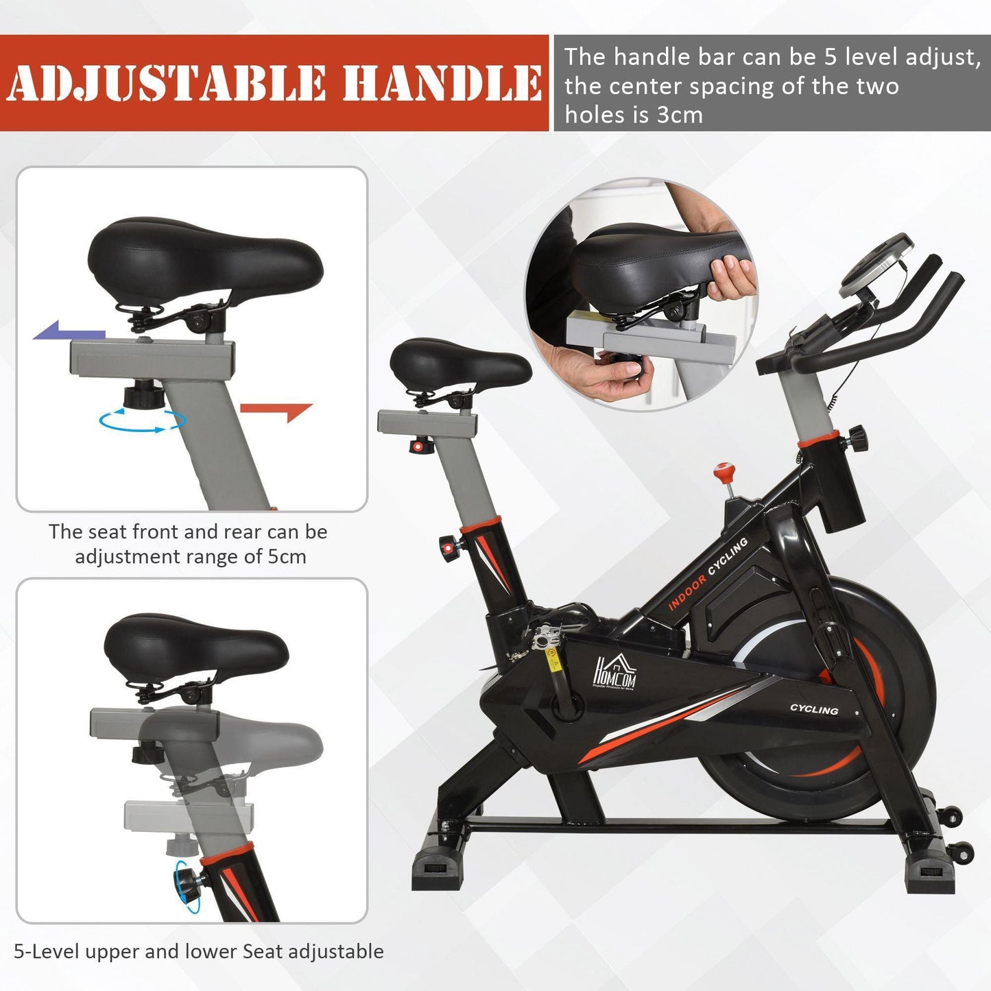 HOMCOM Exercise Bike - LCD Monitor, 5-Levels - ALL4U RETAILER LTD