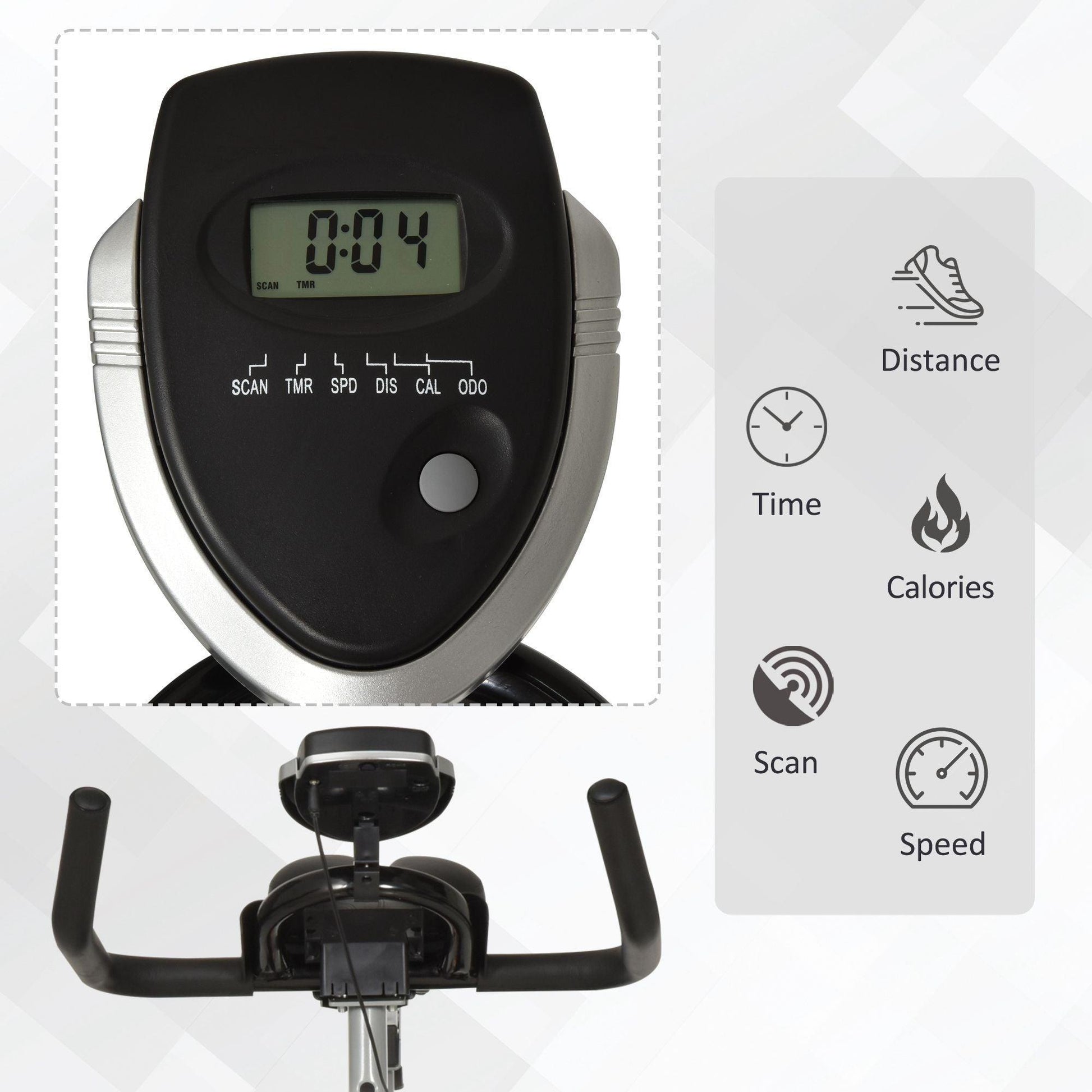 HOMCOM Exercise Bike - LCD Monitor, 5-Levels - ALL4U RETAILER LTD