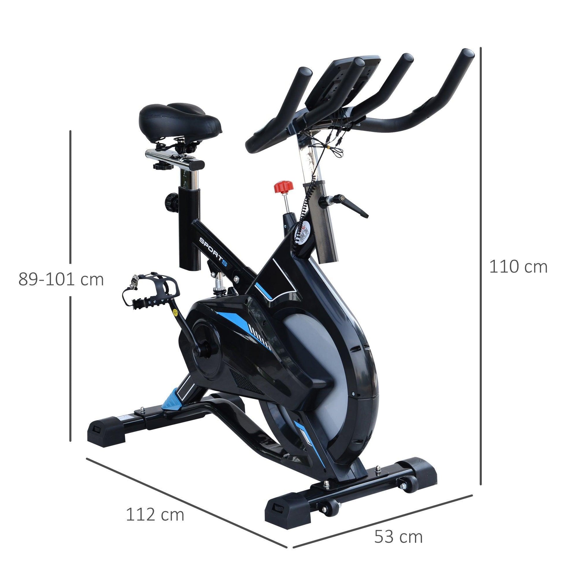 HOMCOM Exercise Bike with LCD Monitor, Comfortable Seat, Black - ALL4U RETAILER LTD