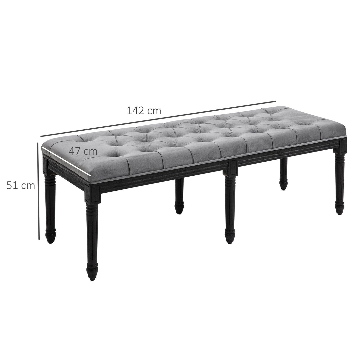 HOMCOM Fabric Bed End Bench - Grey - ALL4U RETAILER LTD