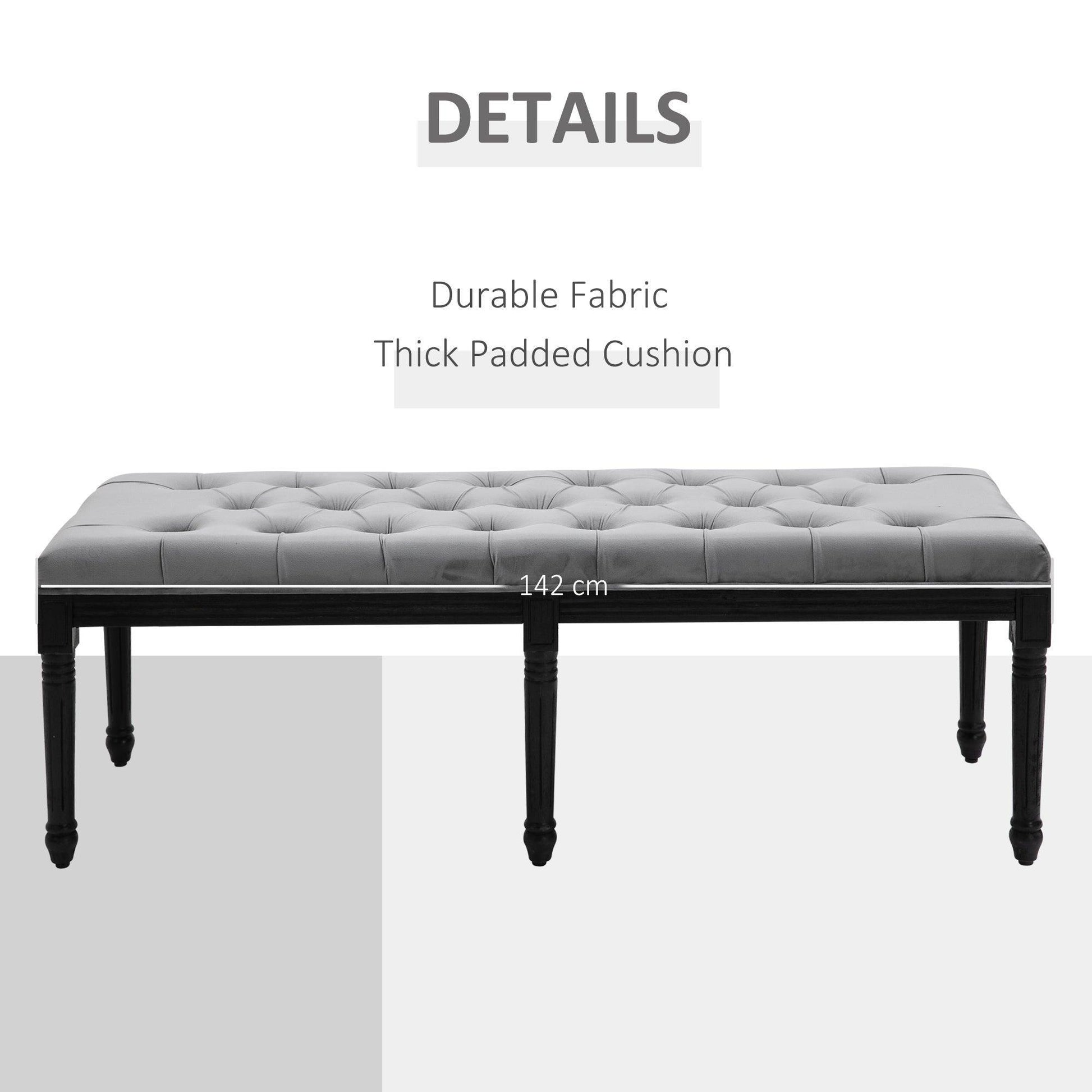 HOMCOM Fabric Bed End Bench - Grey - ALL4U RETAILER LTD