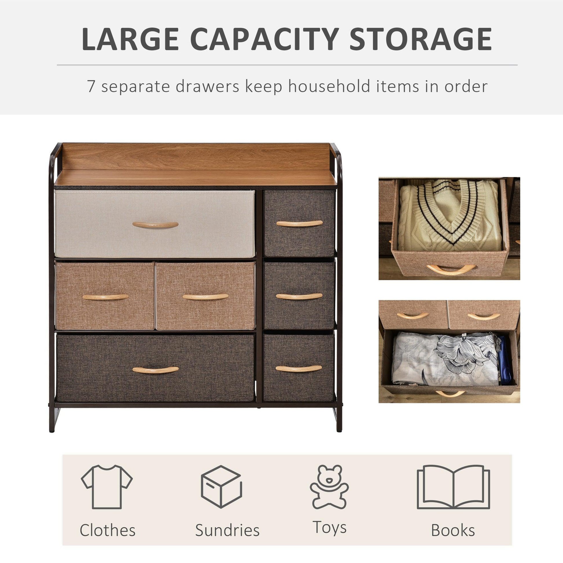 HOMCOM Fabric Chest of Drawers: Stylish Storage - ALL4U RETAILER LTD