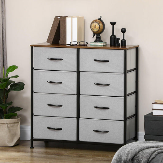 HOMCOM Fabric Drawer Dresser, 8-Drawer Industrial Style Storage Unit - ALL4U RETAILER LTD