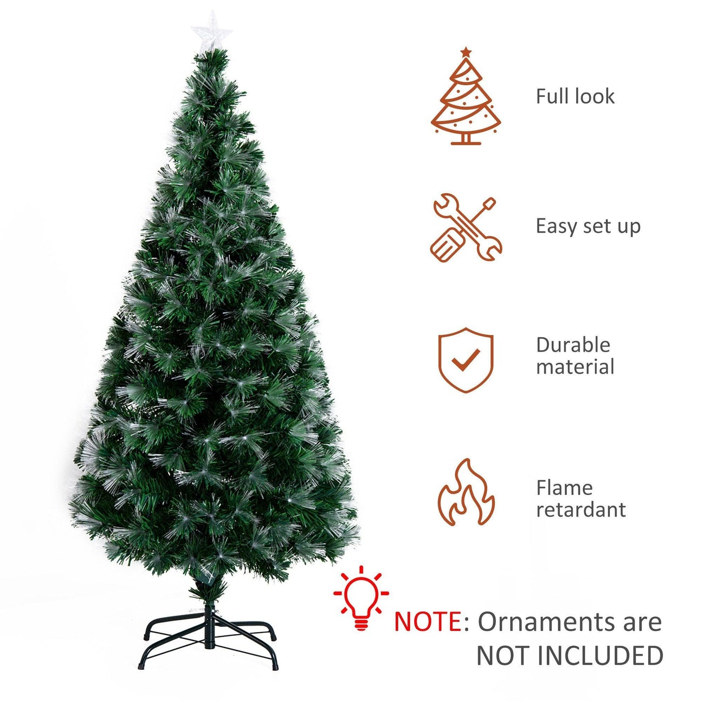 HOMCOM Fiber Optic Tree - LED Pre-Lit Green - ALL4U RETAILER LTD