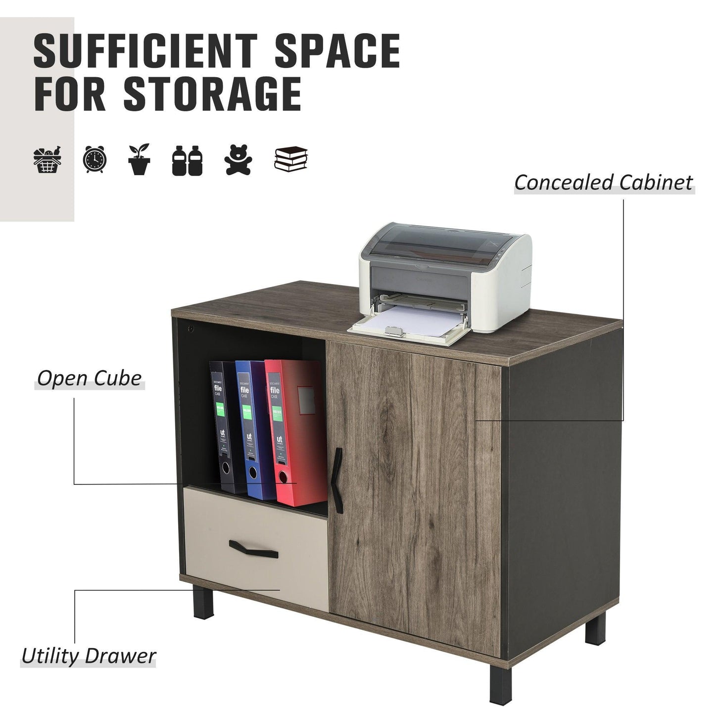 HOMCOM File Cabinet Storage Sideboard Cupboard - ALL4U RETAILER LTD