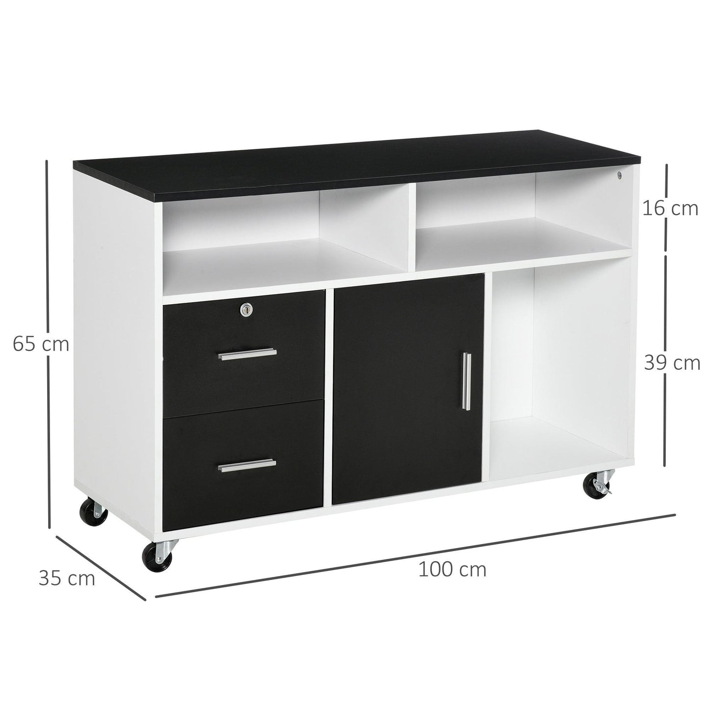HOMCOM File Cabinet with Lockable Drawer and Open Shelves - ALL4U RETAILER LTD