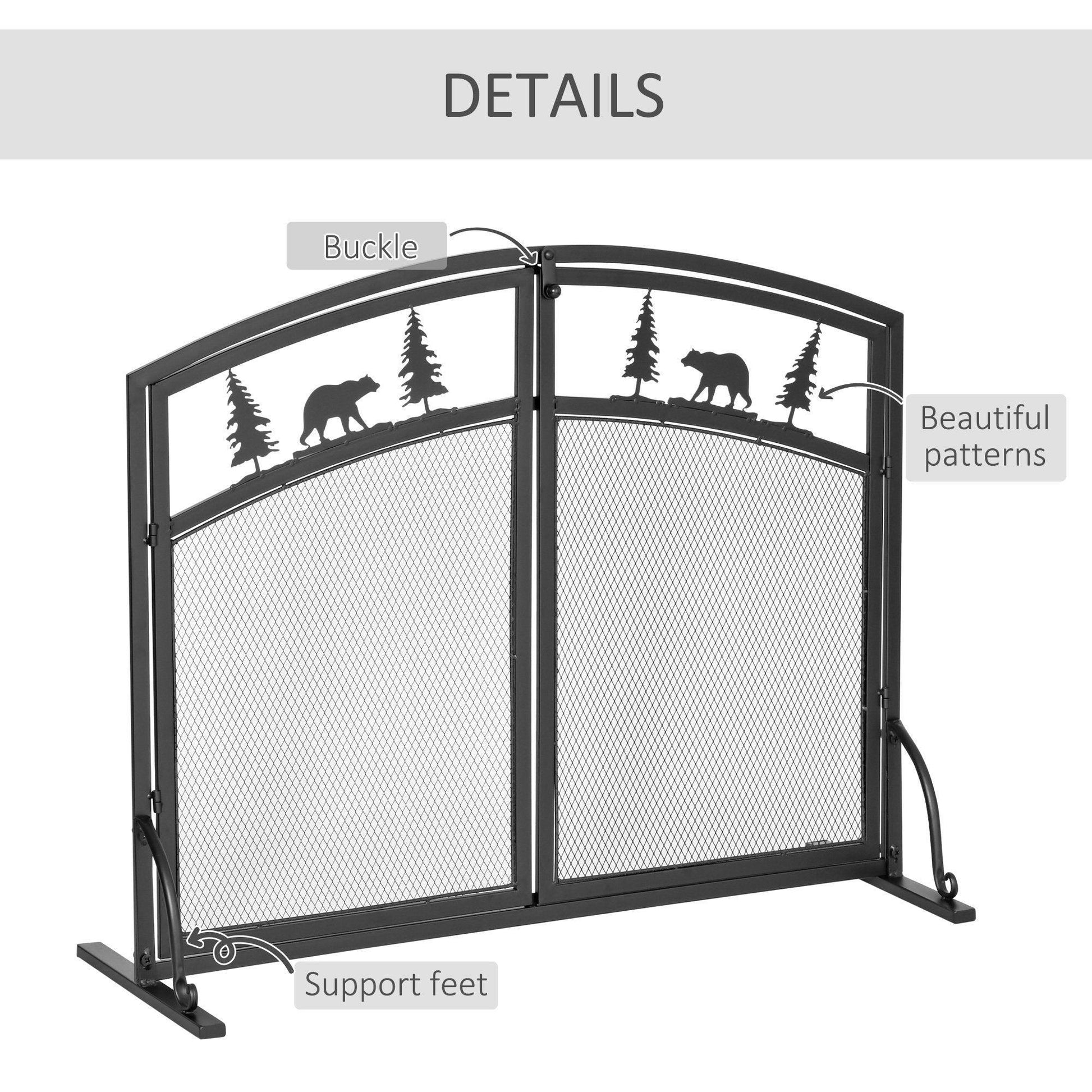 HOMCOM Fire Guard for Living Room - Double Door Metal Mesh Screen - ALL4U RETAILER LTD