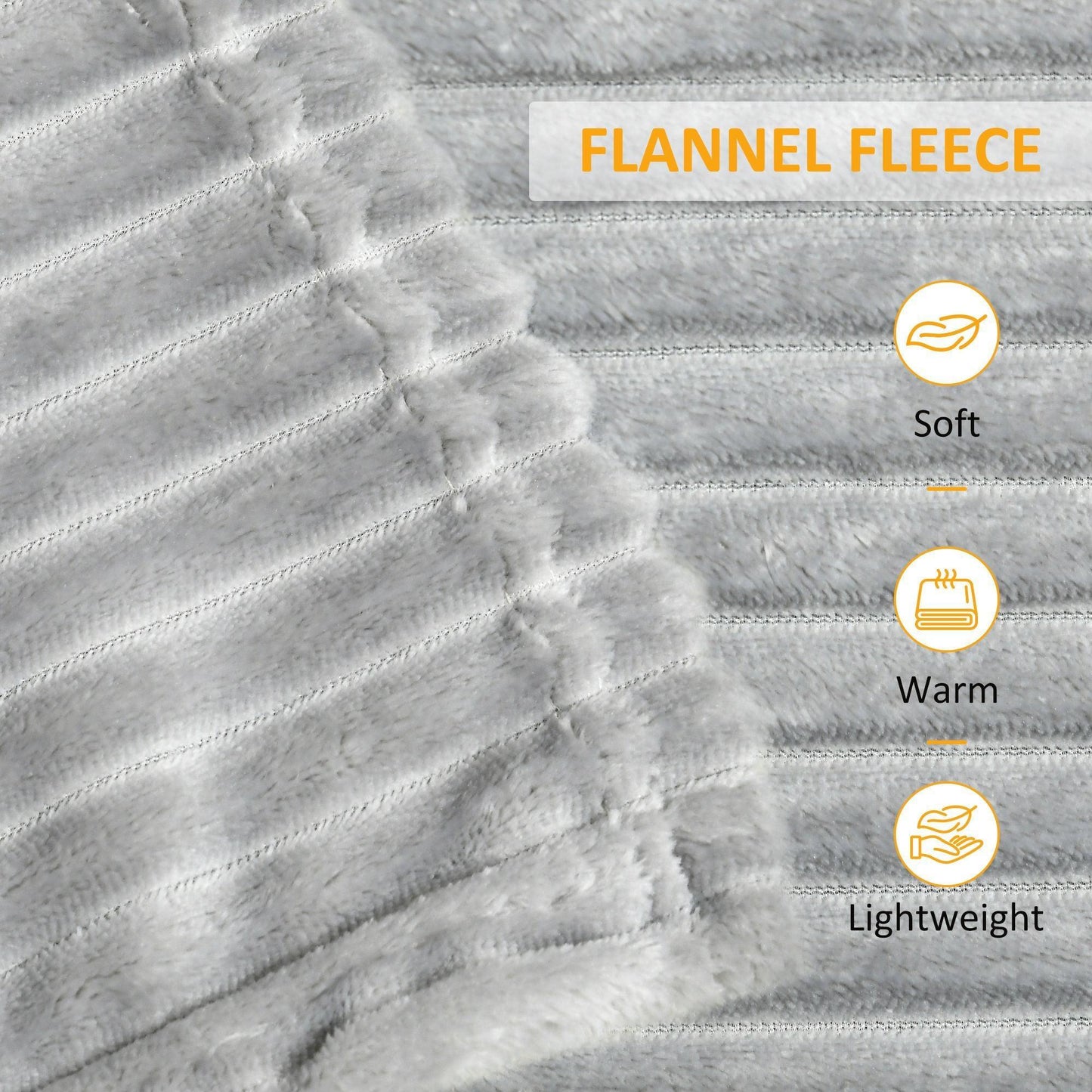 HOMCOM Fleece Blanket - Cozy Bed Throw, Gray - ALL4U RETAILER LTD