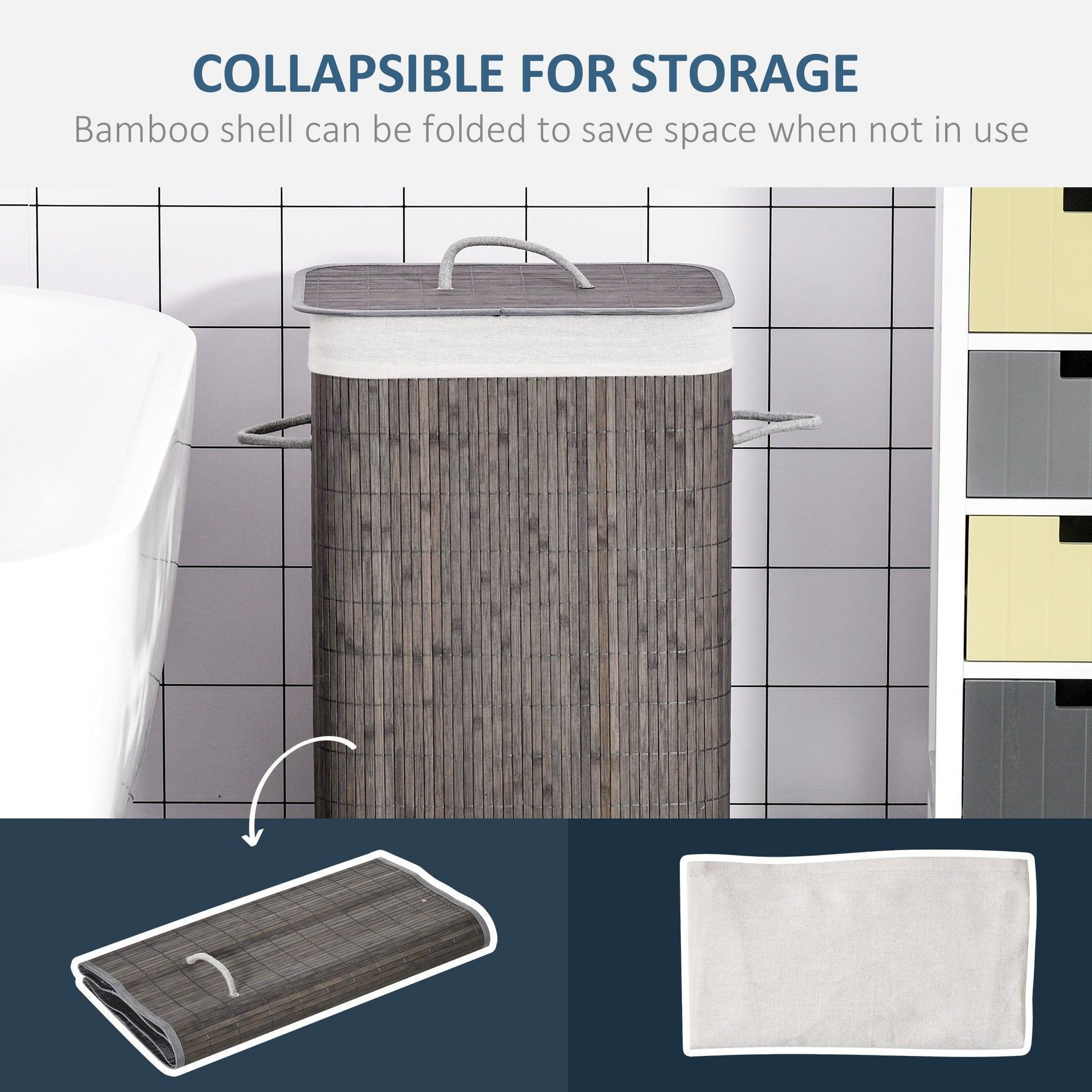 HOMCOM Flip Lid Laundry Basket - Easy & Stylish Storage - ALL4U RETAILER LTD