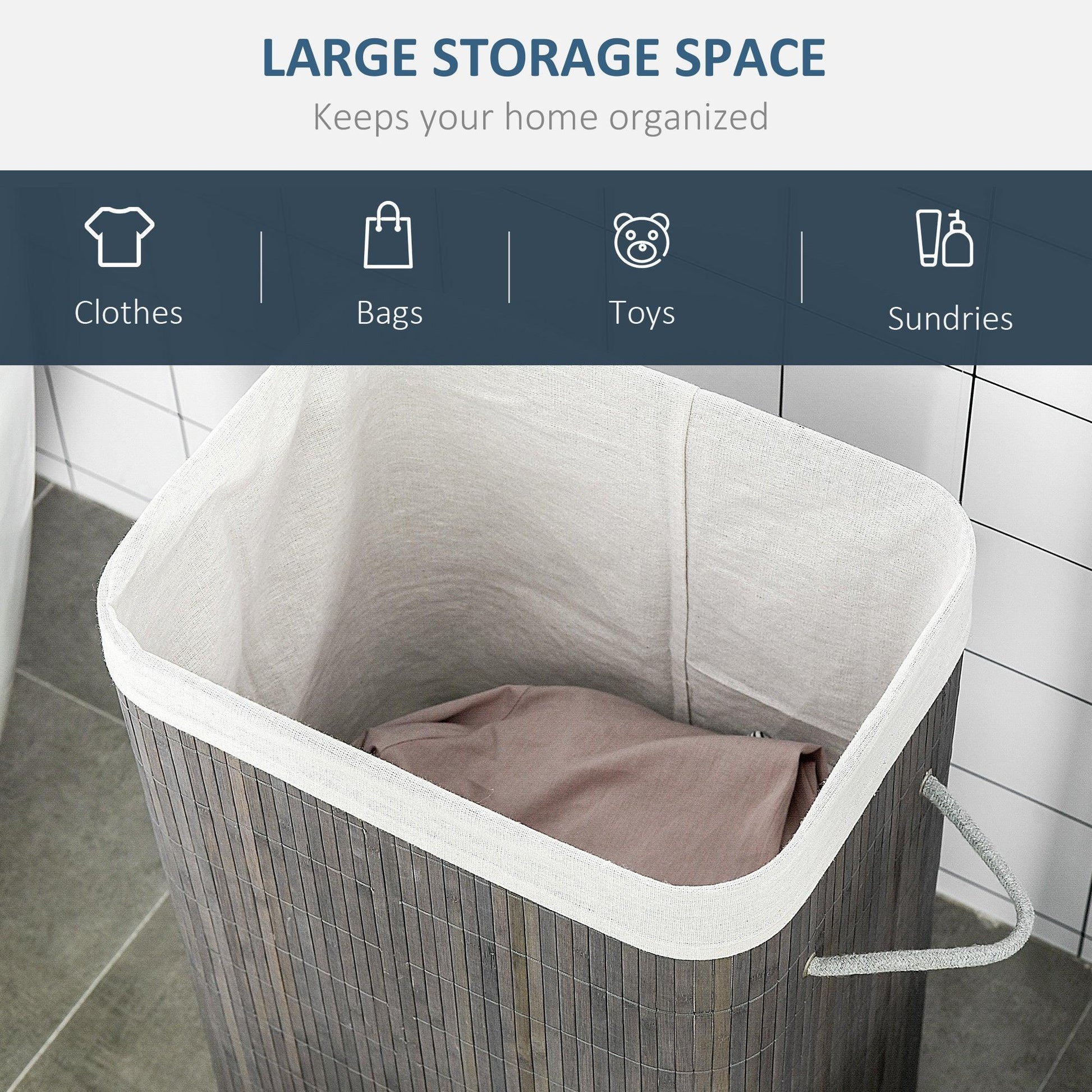 HOMCOM Flip Lid Laundry Basket - Easy & Stylish Storage - ALL4U RETAILER LTD