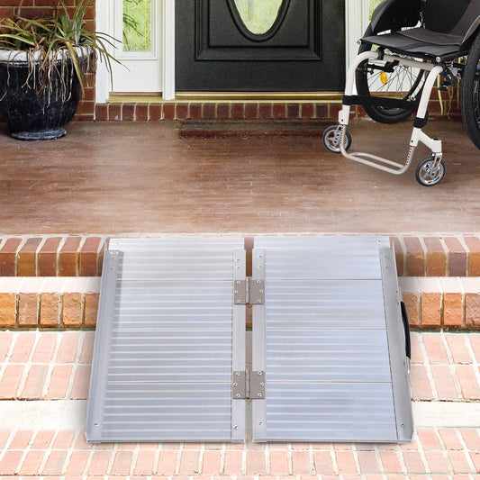 HOMCOM Foldable 2ft Wheelchair Ramp - Easy Mobility Aid - ALL4U RETAILER LTD