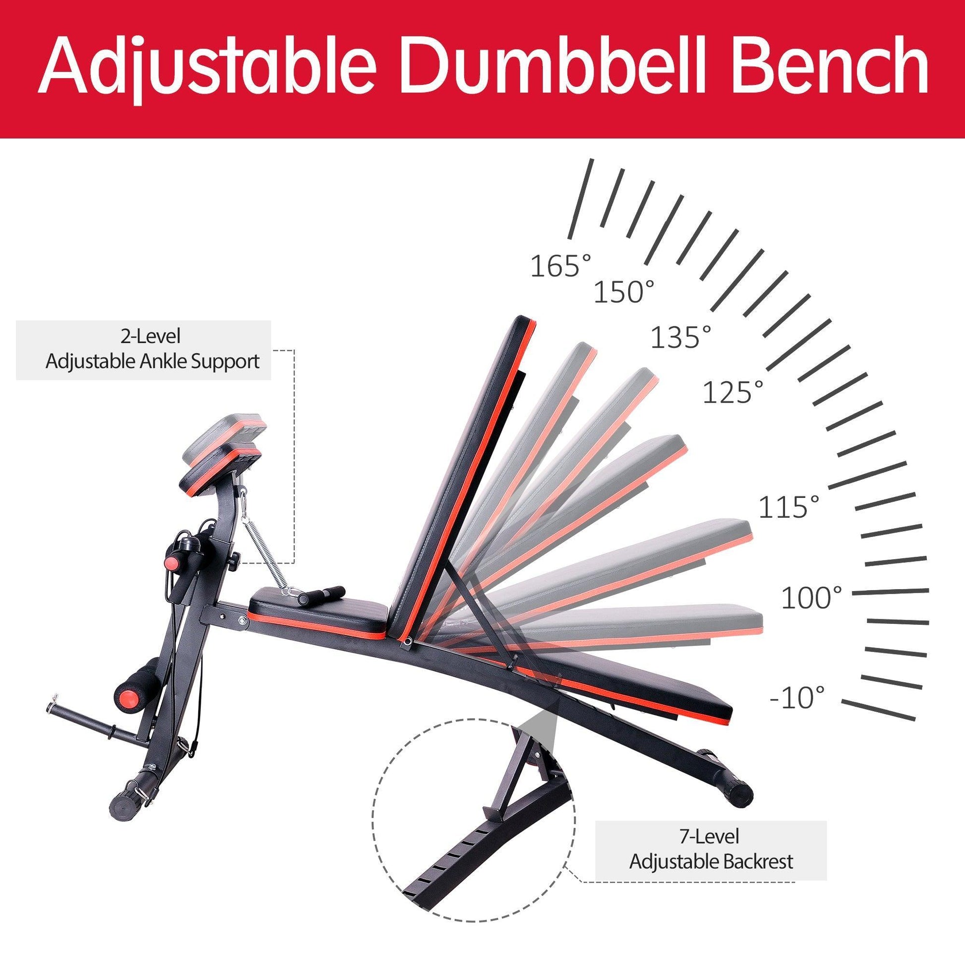 HOMCOM Foldable Adjustable Dumbbell Sit Up Ab Bench - ALL4U RETAILER LTD