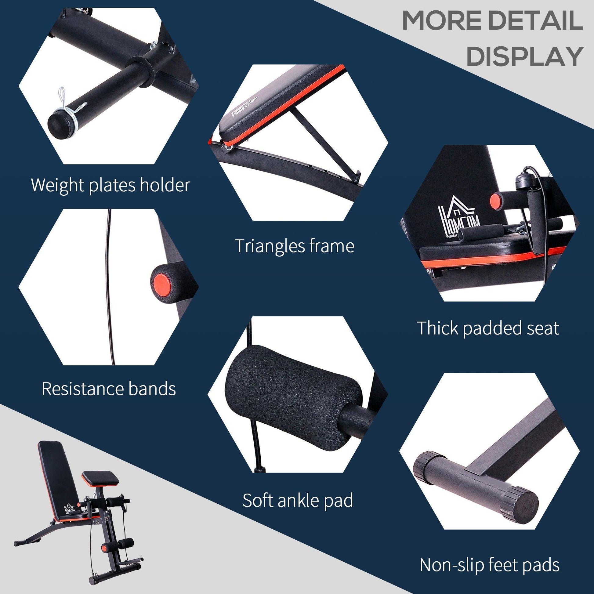 HOMCOM Foldable Adjustable Dumbbell Sit Up Ab Bench - ALL4U RETAILER LTD