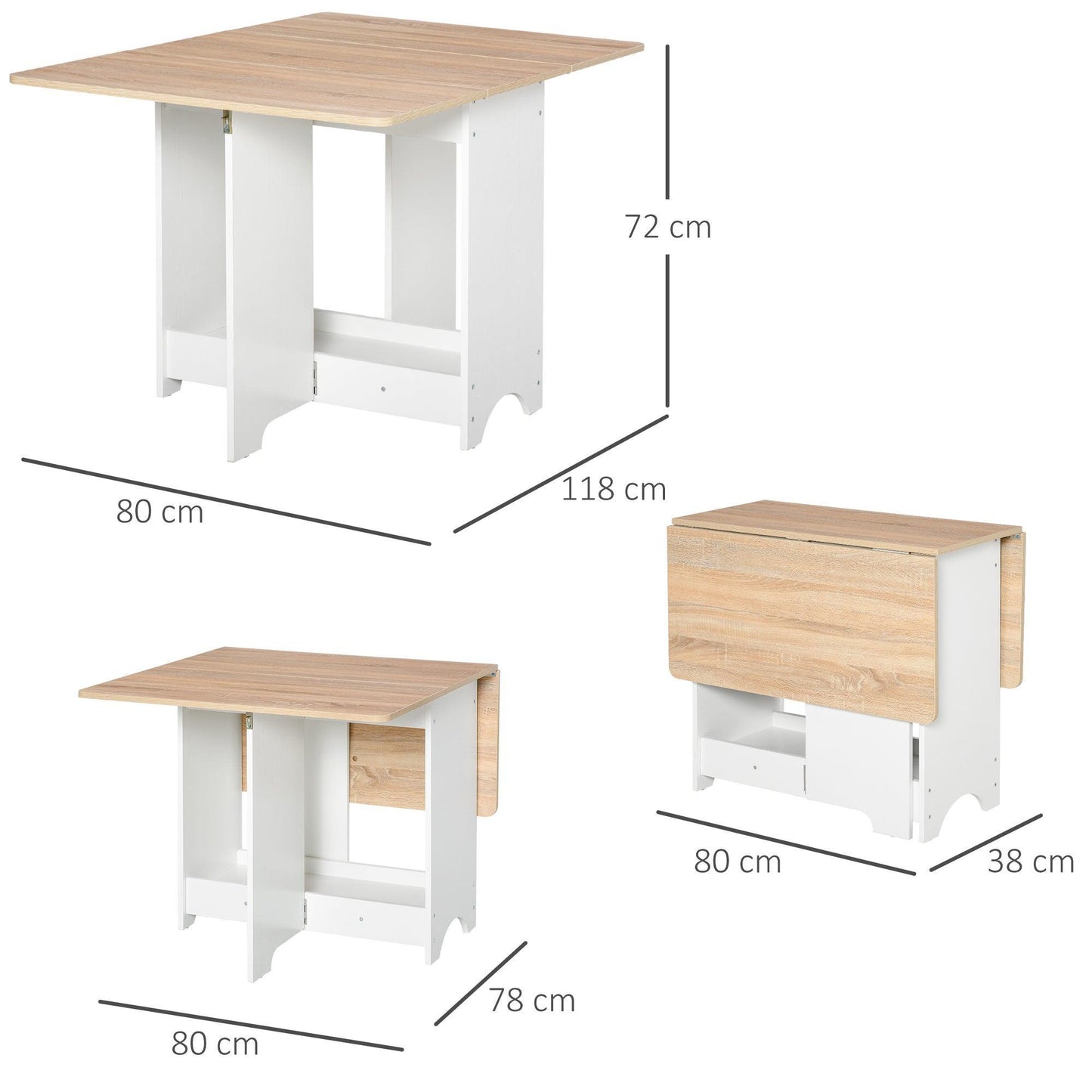 HOMCOM Foldable Dining Table with Storage Shelf - ALL4U RETAILER LTD