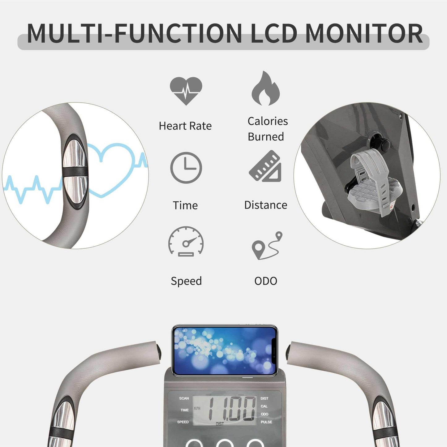 HOMCOM Foldable Exercise Bike: Recumbent 8-Level Magnetic Resistance - ALL4U RETAILER LTD