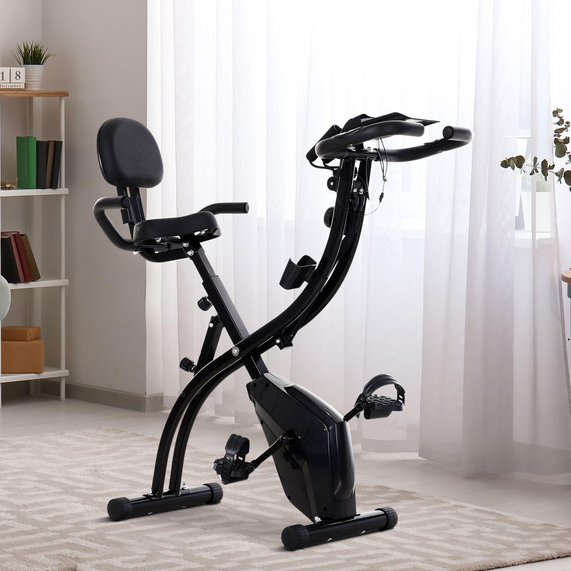 HOMCOM Foldable Exercise Bike: Recumbent 8-Level Magnetic Resistance - ALL4U RETAILER LTD